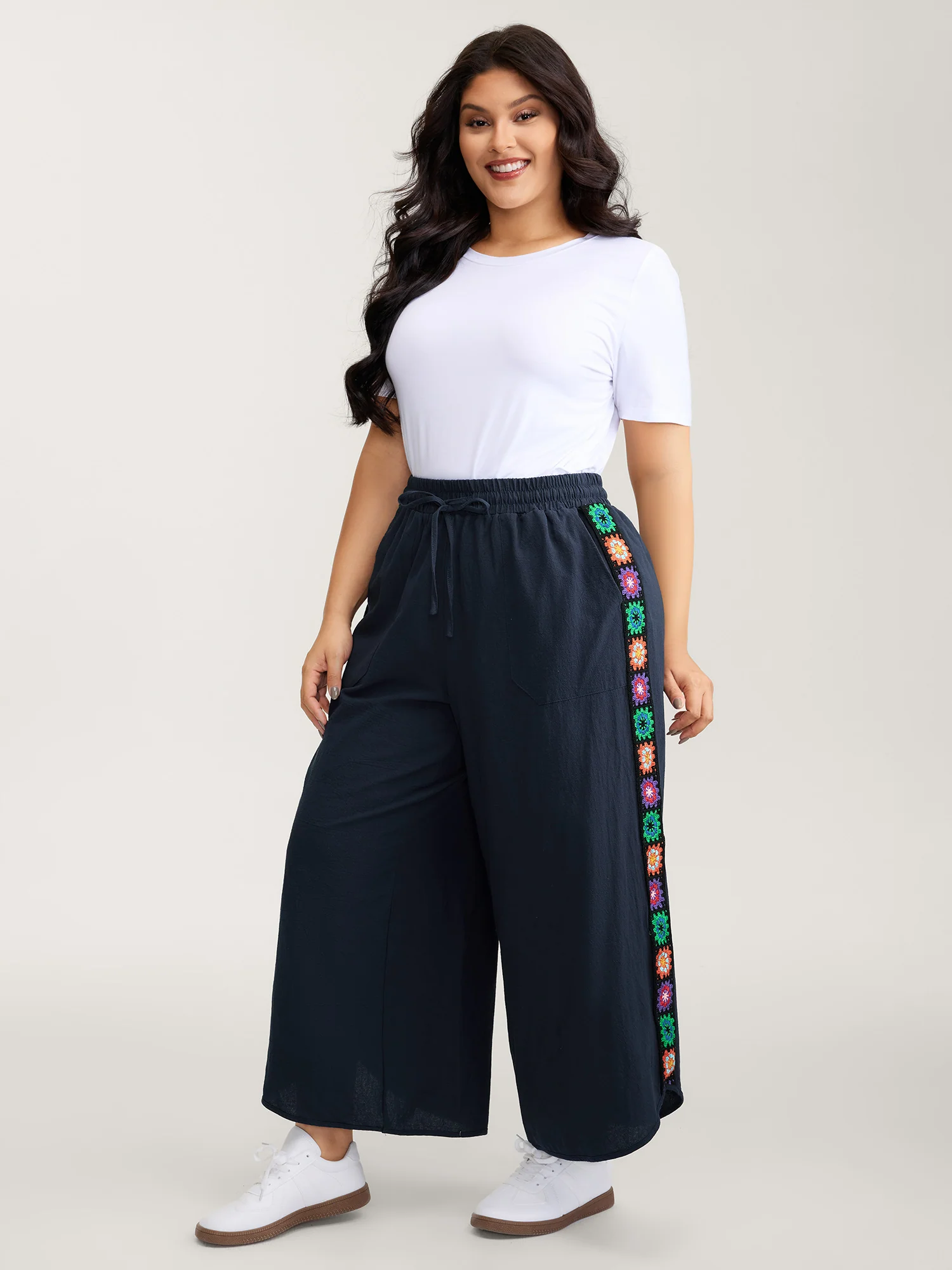 Waist Drawstring Wide-Leg Pants - Image 2