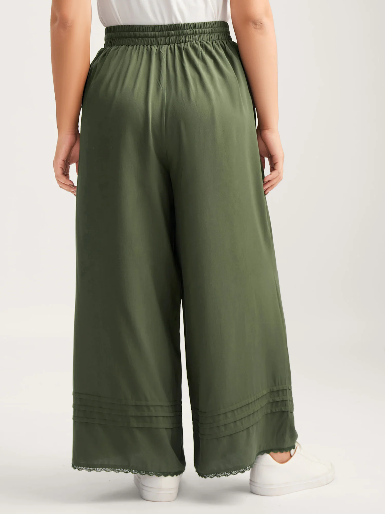 Waist Drawstring Wide-Leg Pleated Pants - Image 4