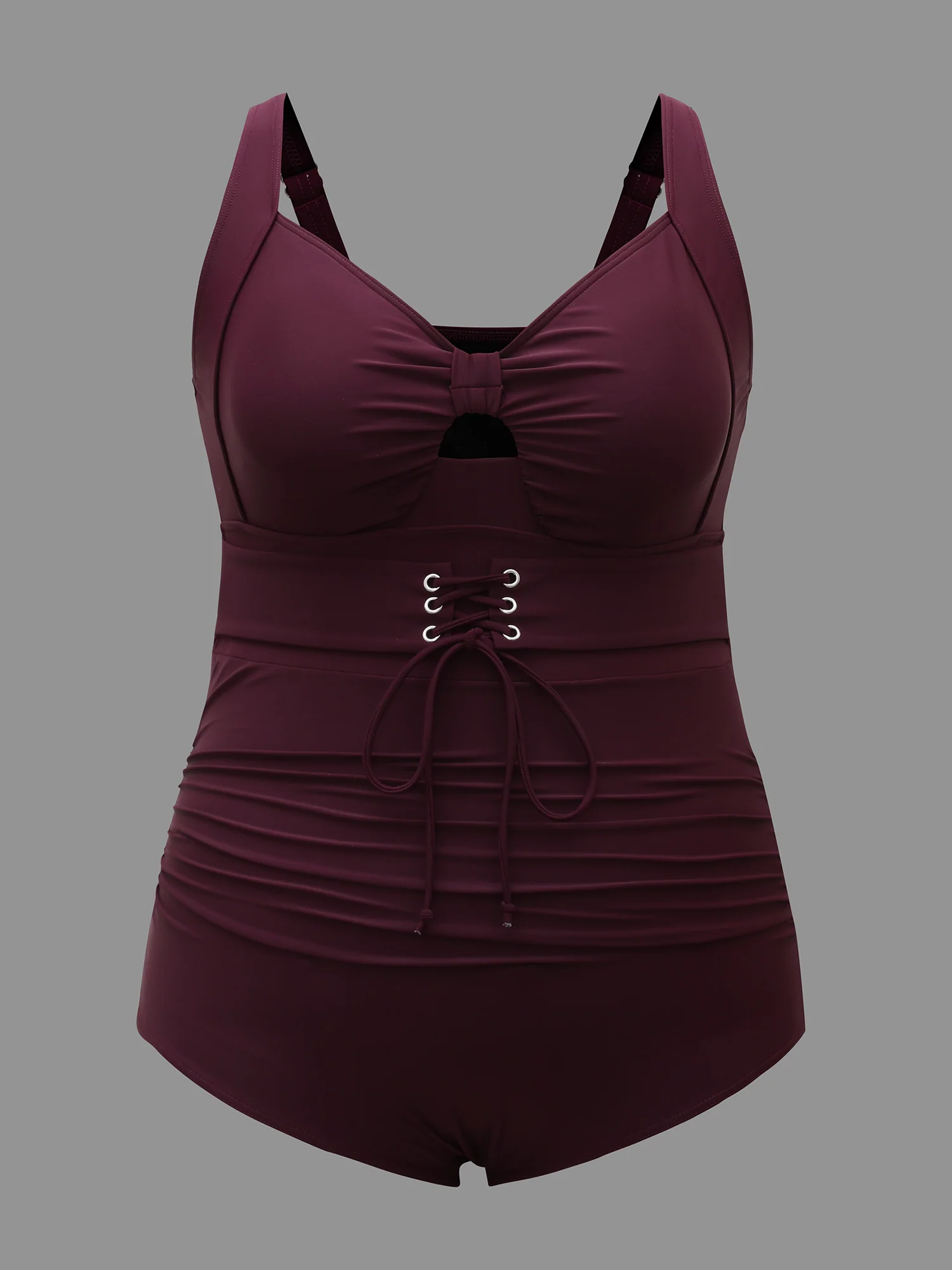 Waist-Tie Ruched Cut-Out One-Piece Swimsuit - Image 8