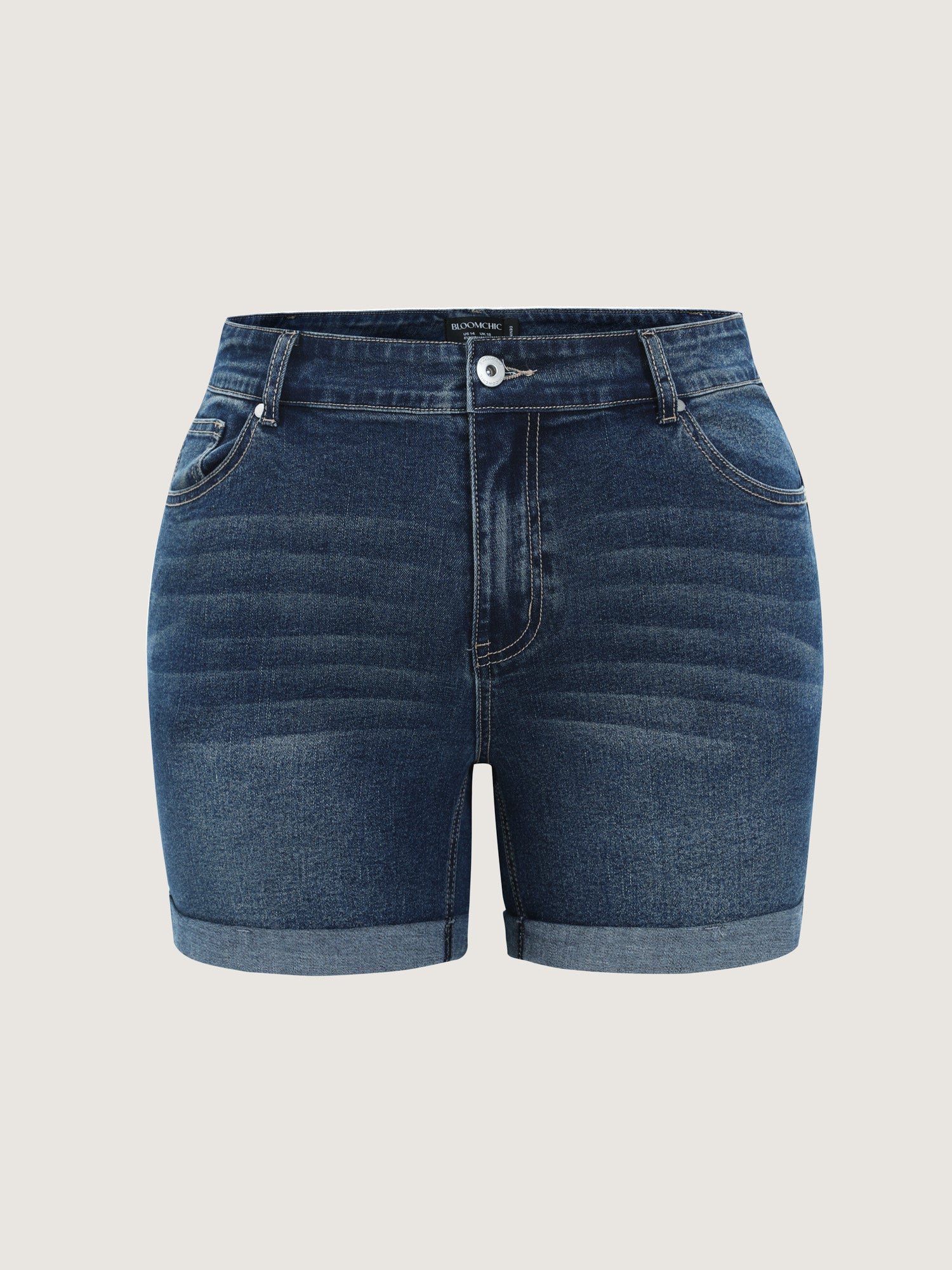 Wash High Waist Cuffed Hem Denim Shorts - Image 8