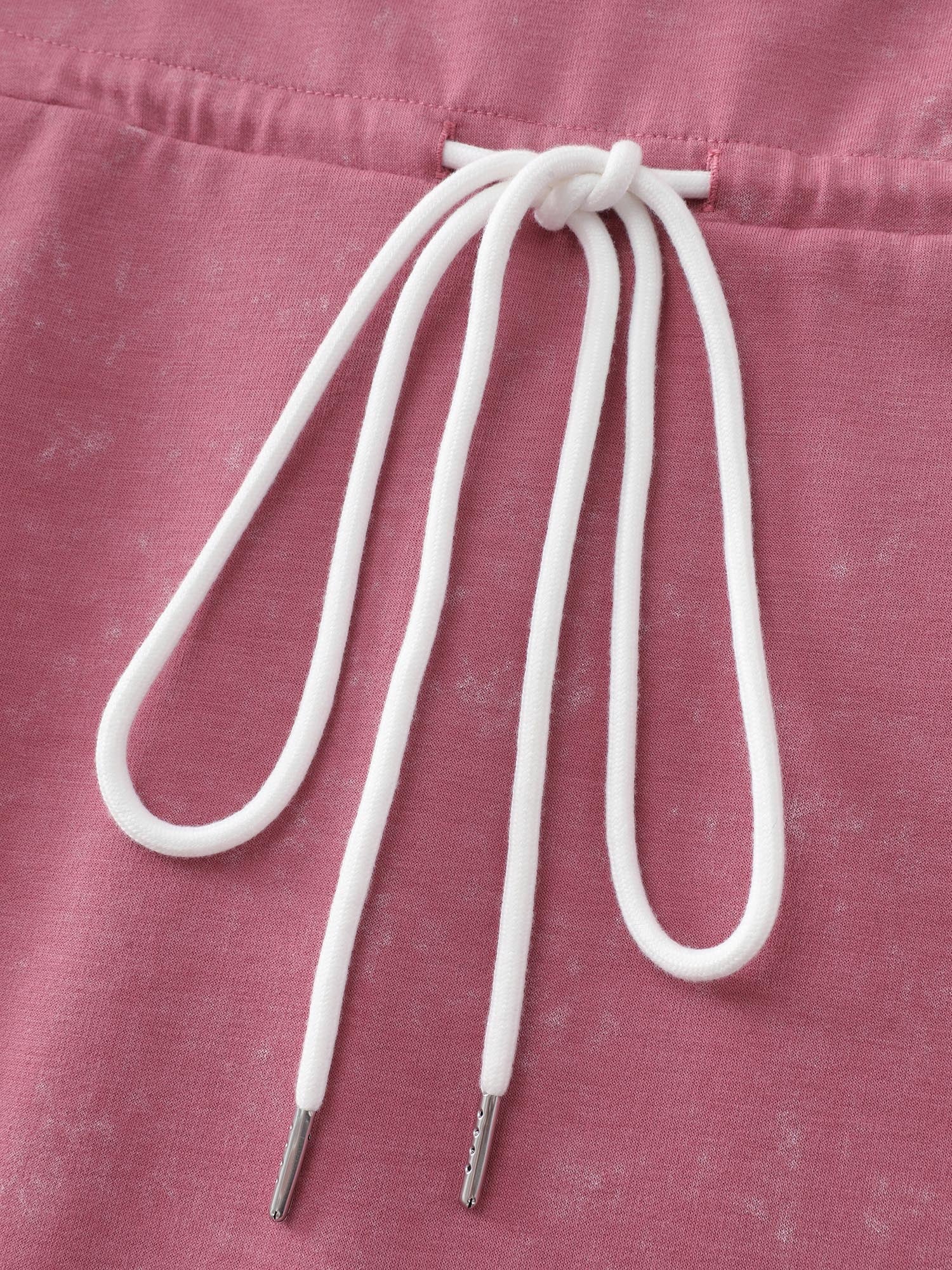 Washed Effect Drawstring Contrast Hooded Dress - Image 6
