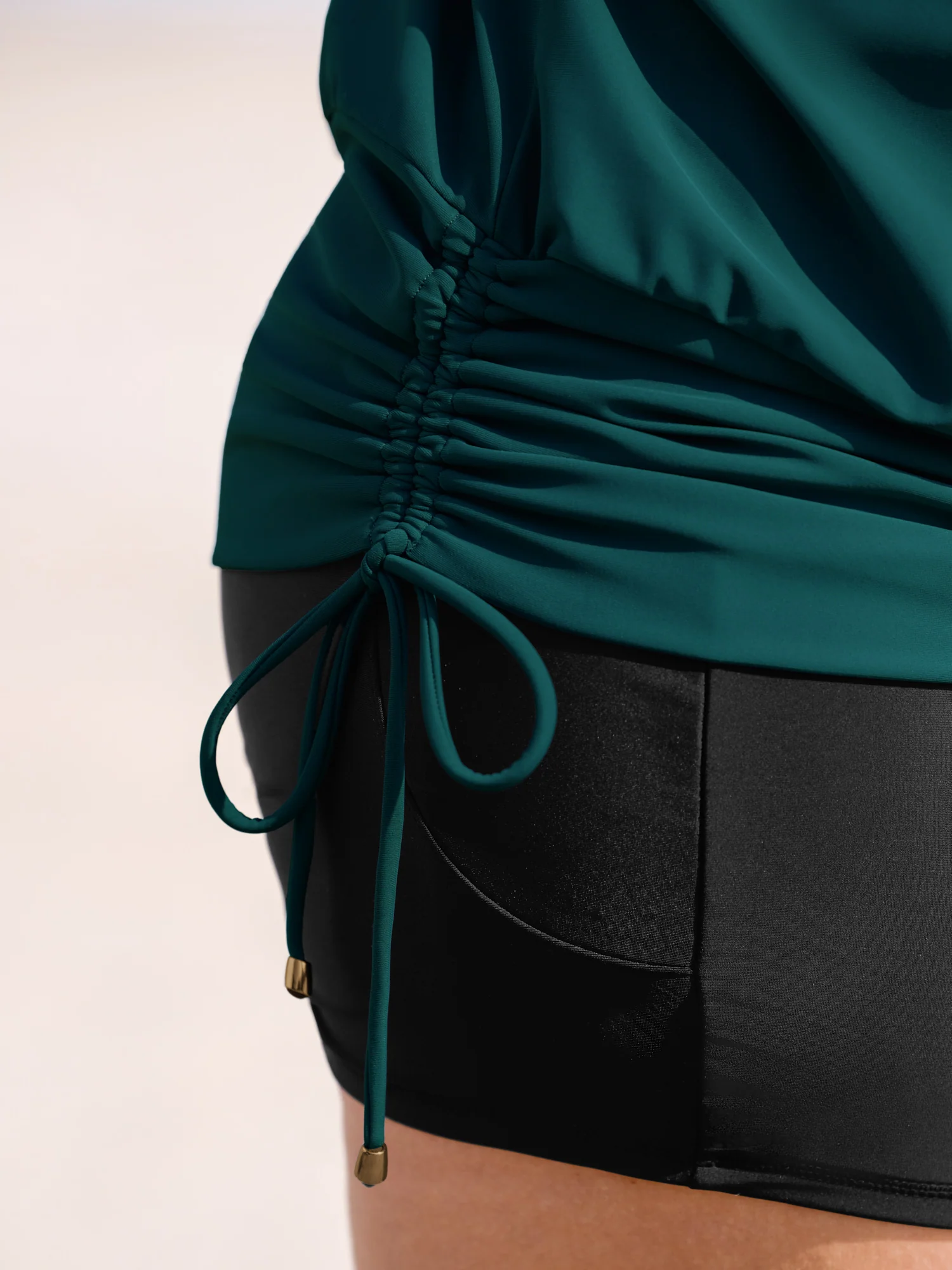 Water Drop Cut-Out Ruched Swim Top - Image 2