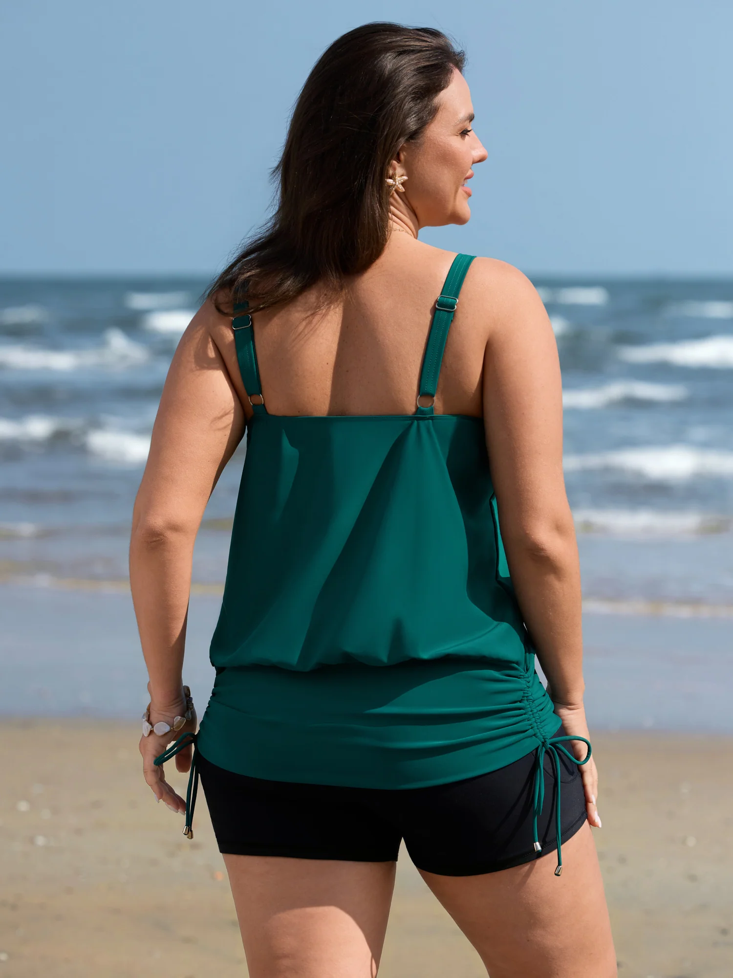 Water Drop Cut-Out Ruched Swim Top - Image 4