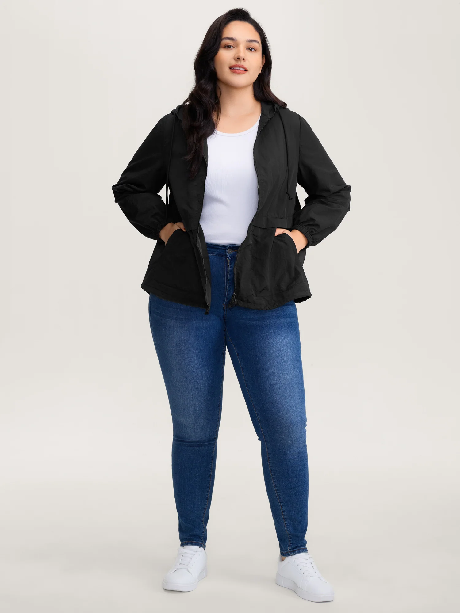 Water-Resistant Hooded Lined Zipper Jacket - Image 3