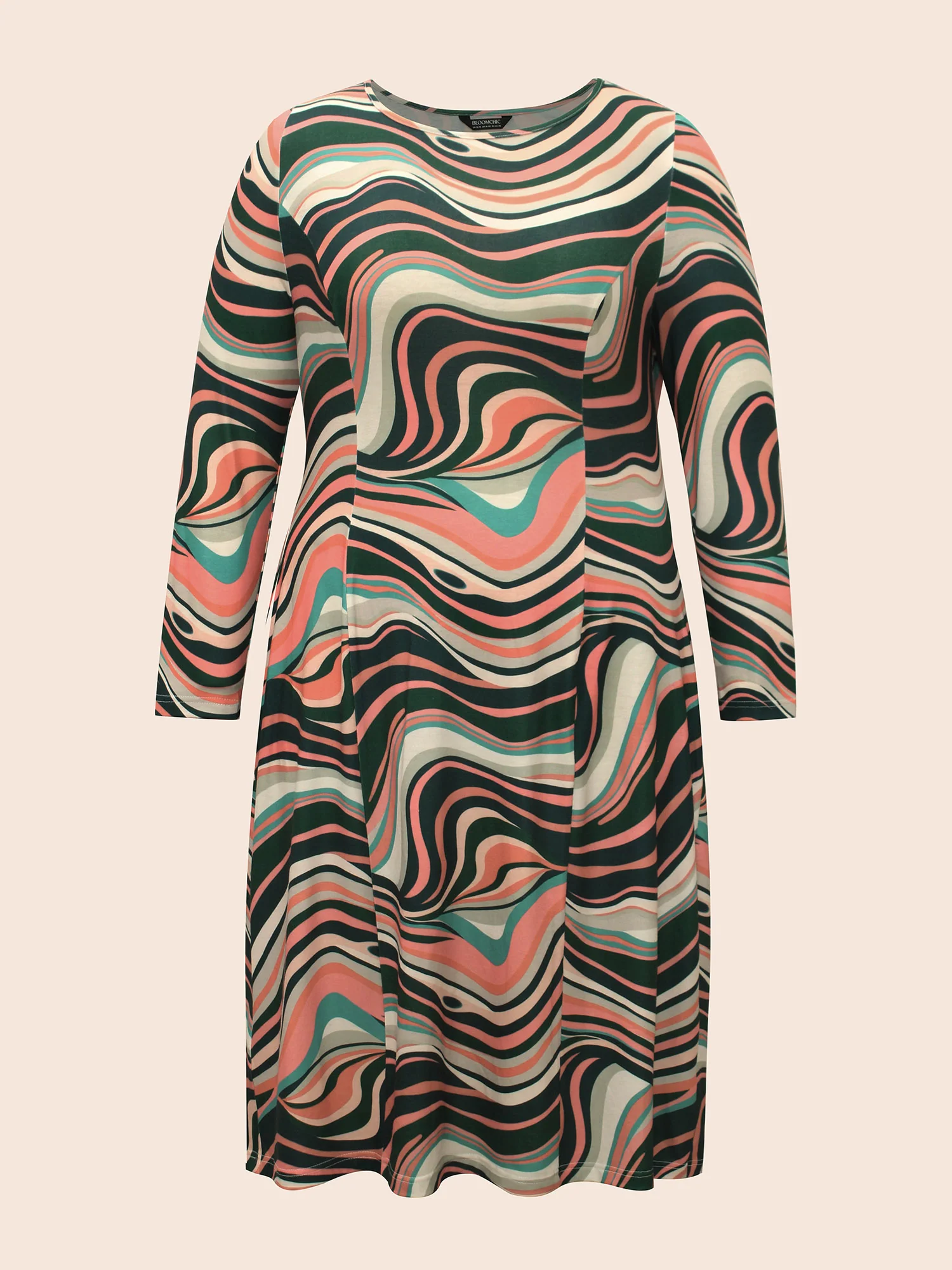 Water Ripple Boat Neck Midi Dress - Image 7