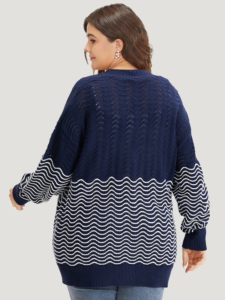 Water Ripple Button Fly Elastic Cuffs Cardigan - Image 2