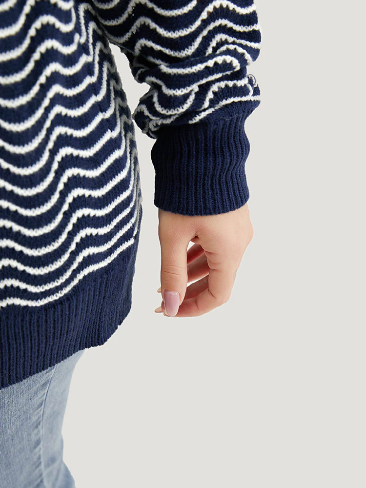 Water Ripple Button Fly Elastic Cuffs Cardigan - Image 8