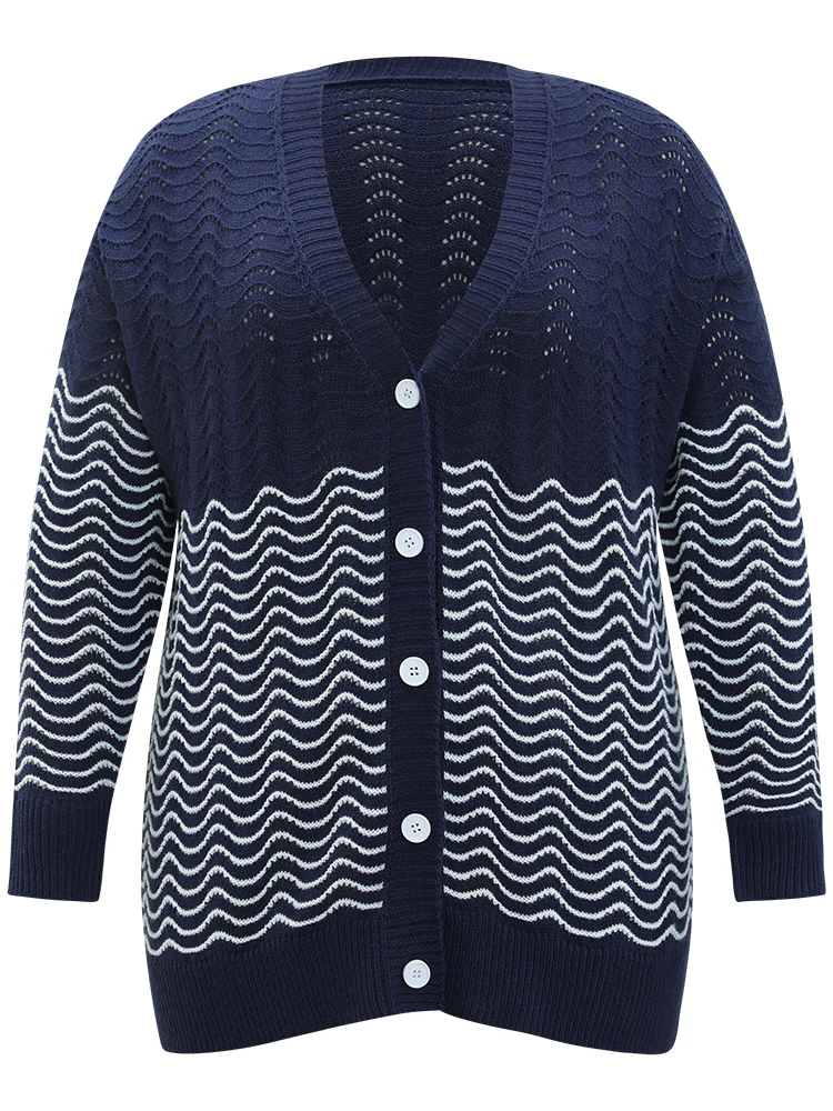 Water Ripple Button Fly Elastic Cuffs Cardigan - Image 9