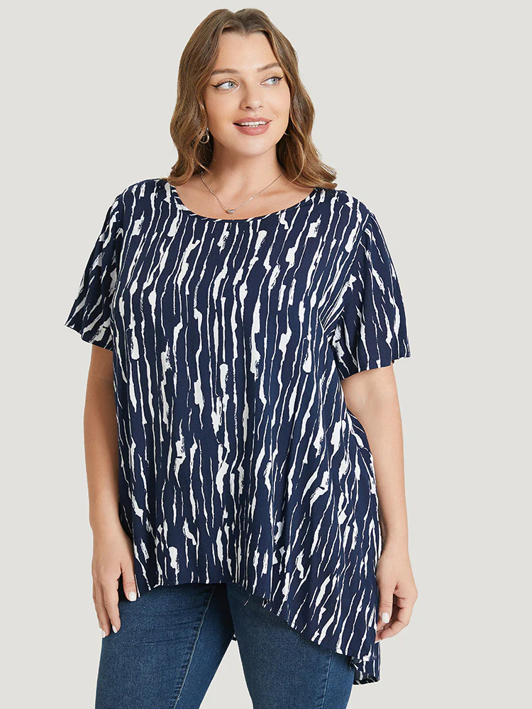 Water Ripple High Low Hem Blouse - Image 3