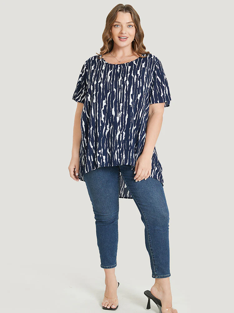 Water Ripple High Low Hem Blouse - Image 4
