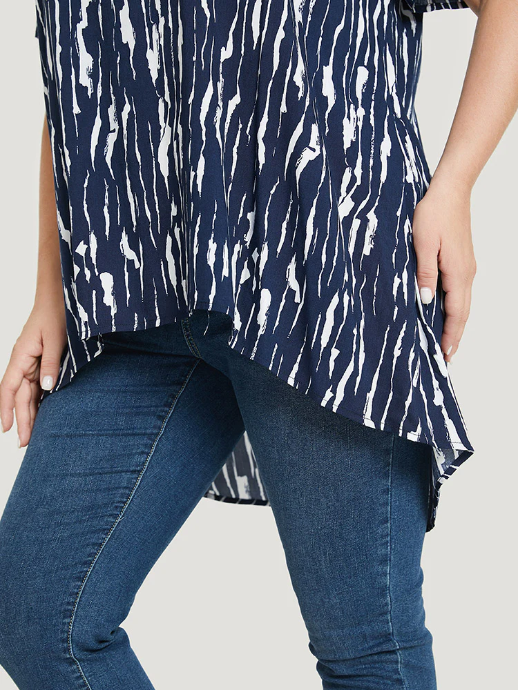 Water Ripple High Low Hem Blouse - Image 6