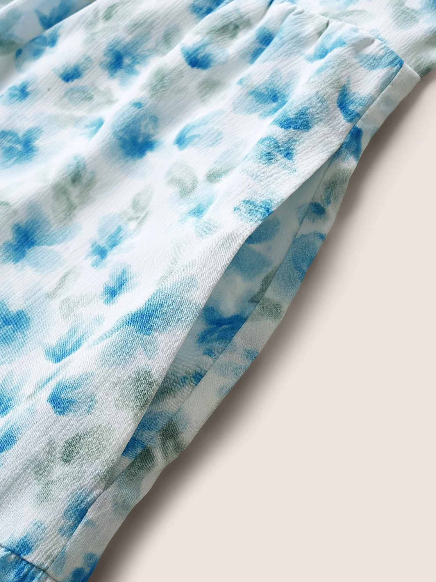 Watercolor Floral Drawstring Ruffle Sleeve Midi Dress - Image 6