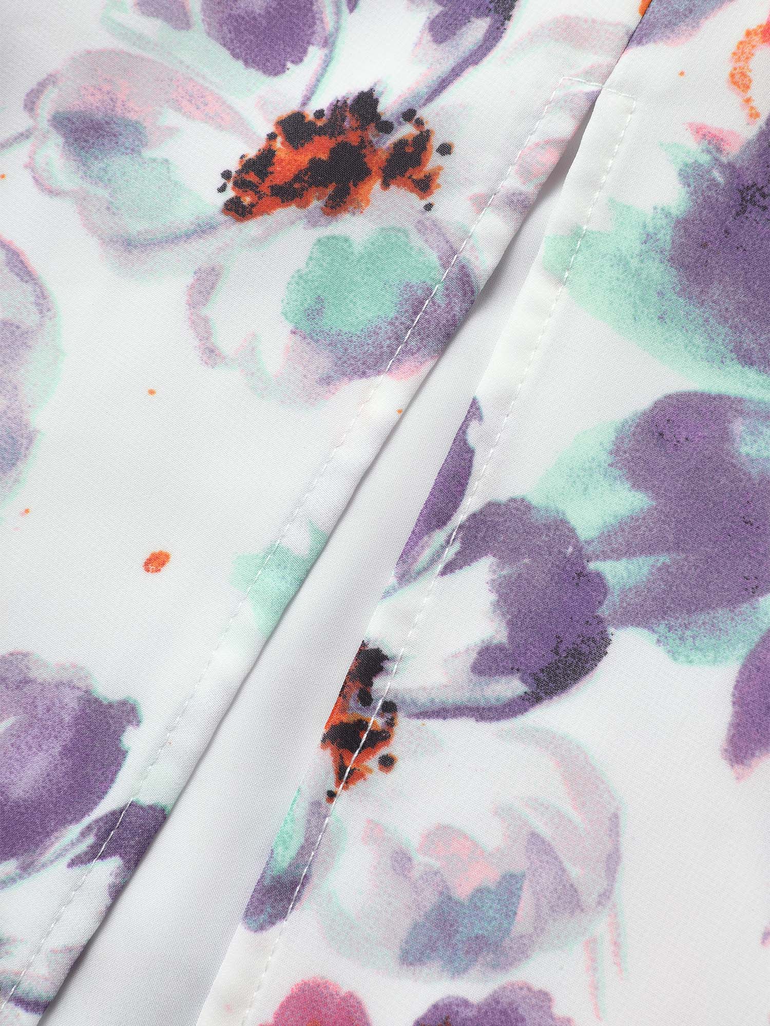 Watercolor Floral Print Slit Hem Pocket Skirt - Image 7