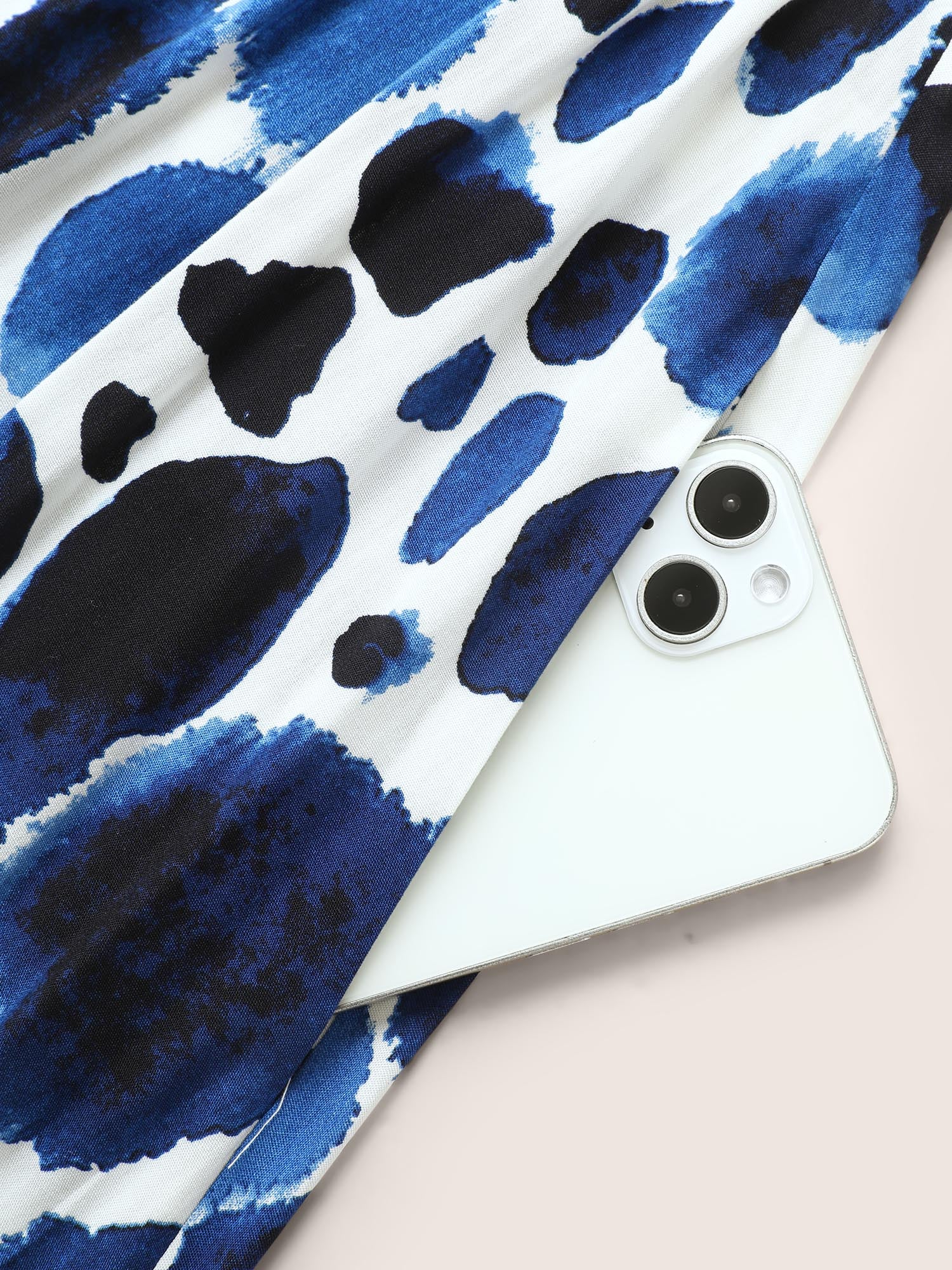 Watercolor Polka Dot Wrap Lantern Sleeve Dress - Image 6