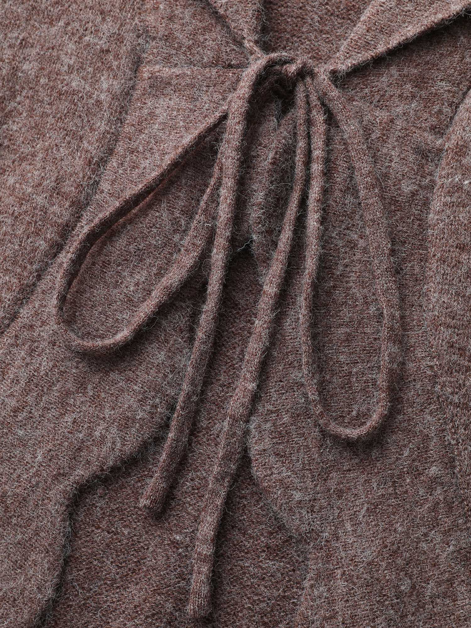 Wavy Arc Hem Tie-Front Knit Cardigan - Image 6