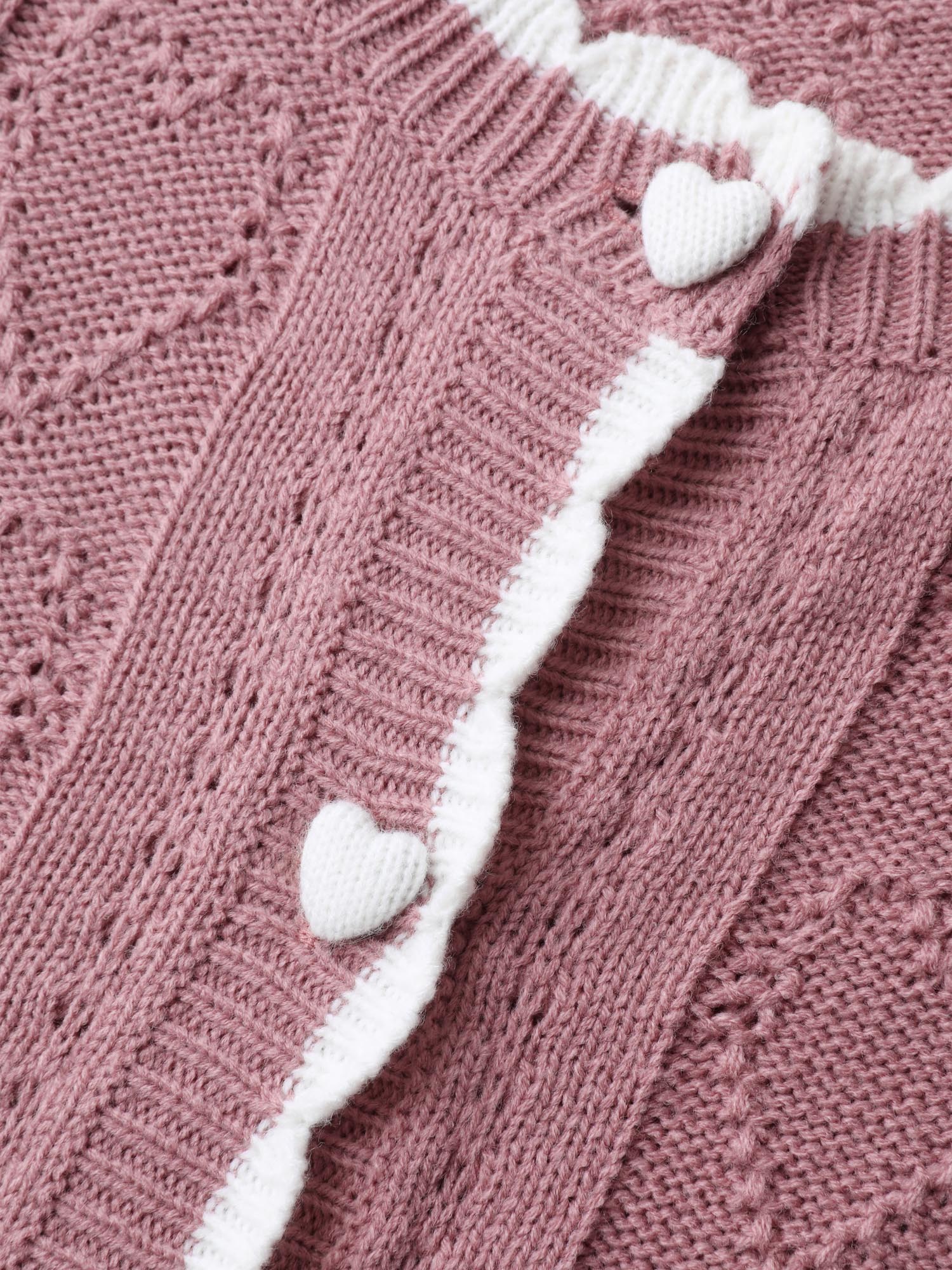 Wavy Contrast Edges Textured Knit Cardigan - Image 6