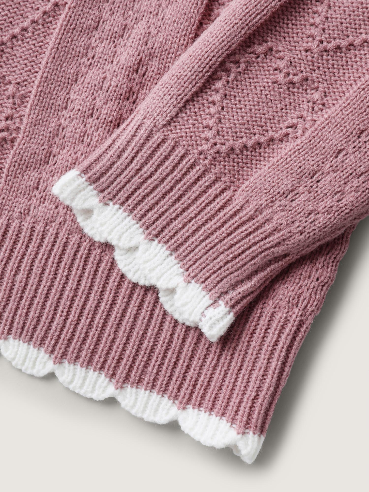 Wavy Contrast Edges Textured Knit Cardigan - Image 7