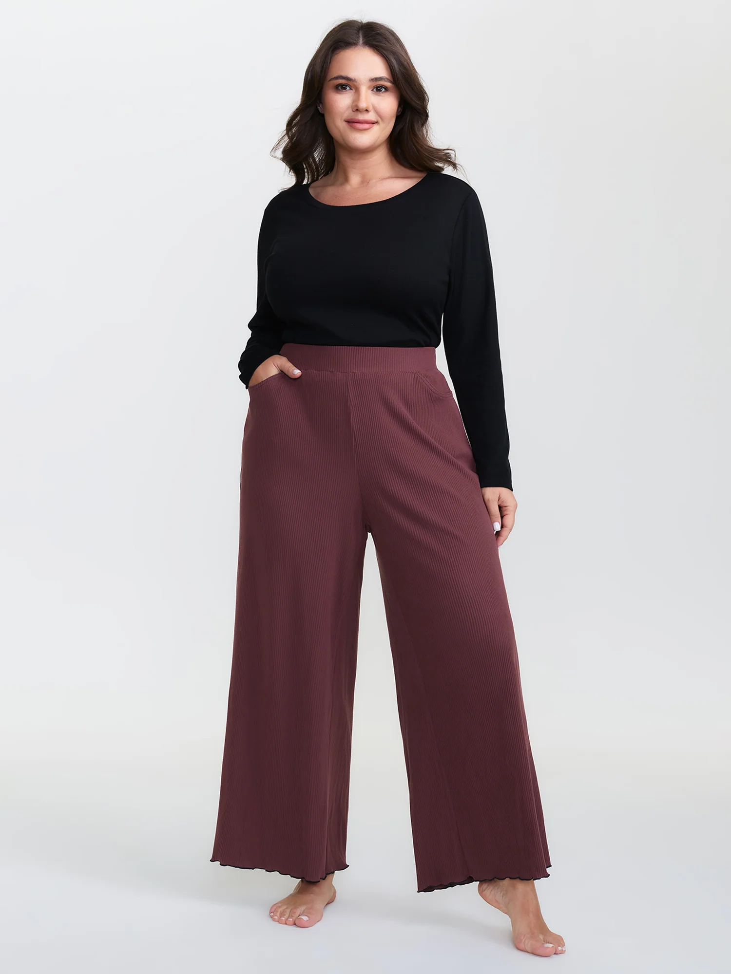 Wavy Edge Straight-Leg Lounge Bottoms - Image 2