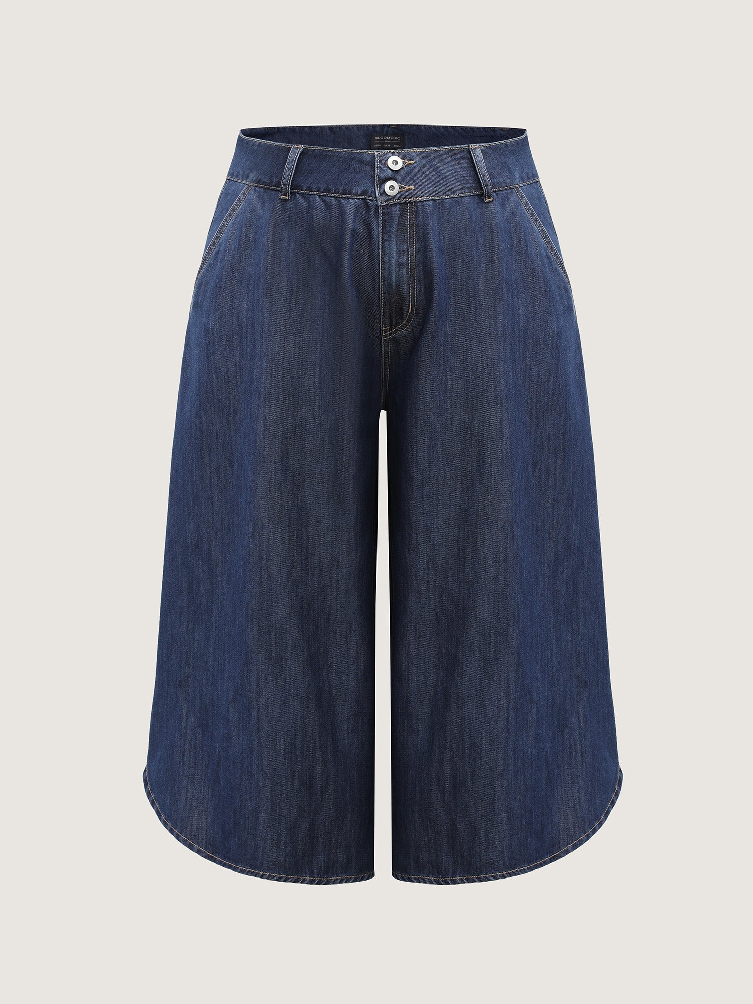 Wavy Hem Detail Wide-Leg Jeans - Image 8