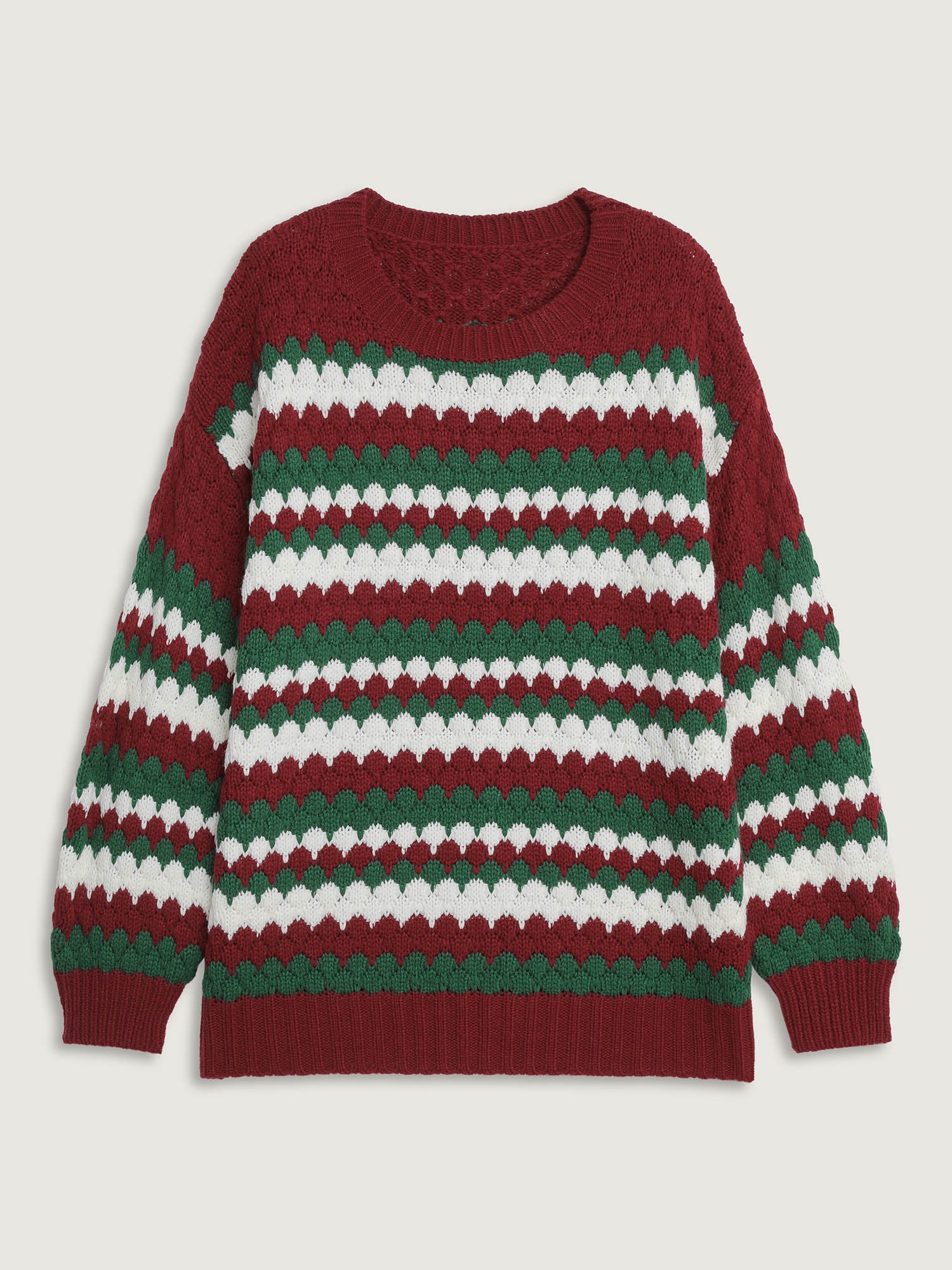 Wavy Holiday Stripes Textured Pullover - Image 8