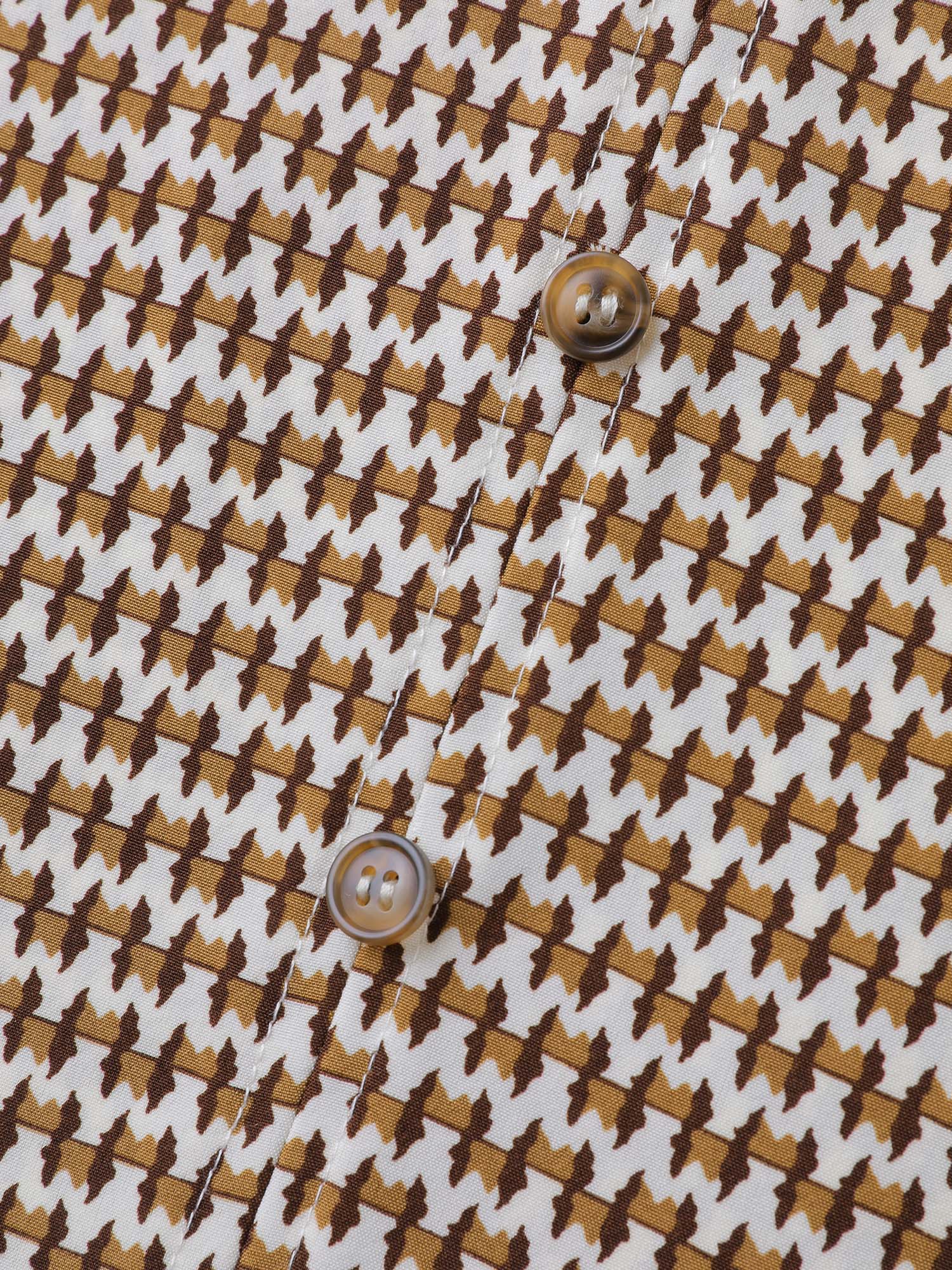 Wavy Stripe Button Detail Split Neck Blouse - Image 7