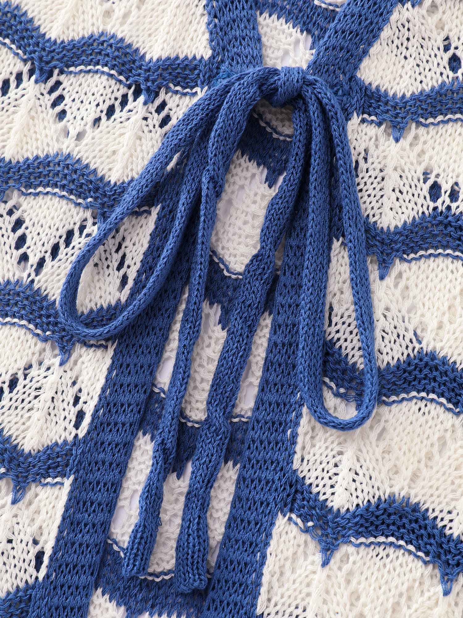 Wavy Striped Color Contrast Textured Swim Cover-Up - Image 6
