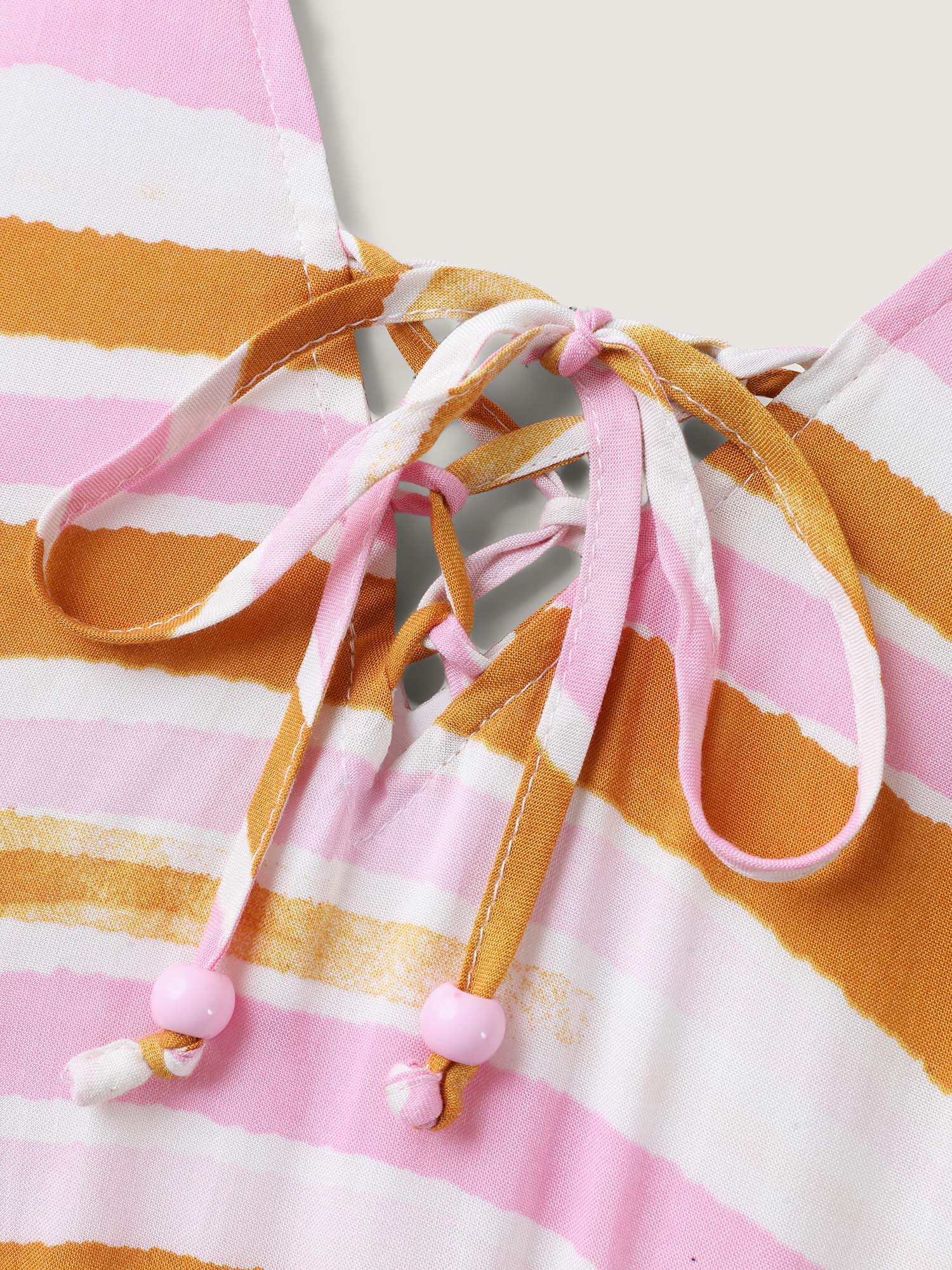 Wavy Stripes Neck Tie Tiered Midi Dress - Image 5