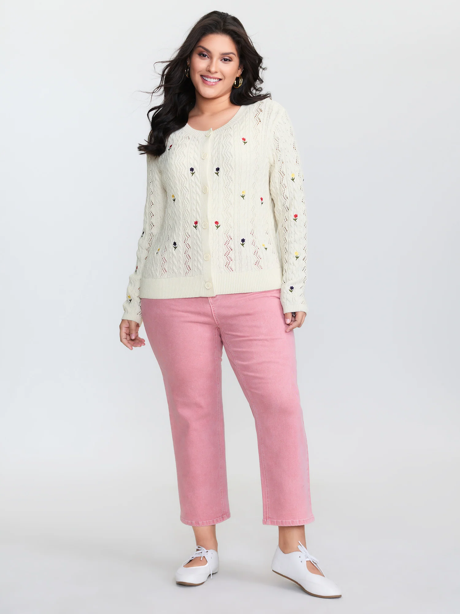 Wavy Textured Button Knit Cardigan - Image 3