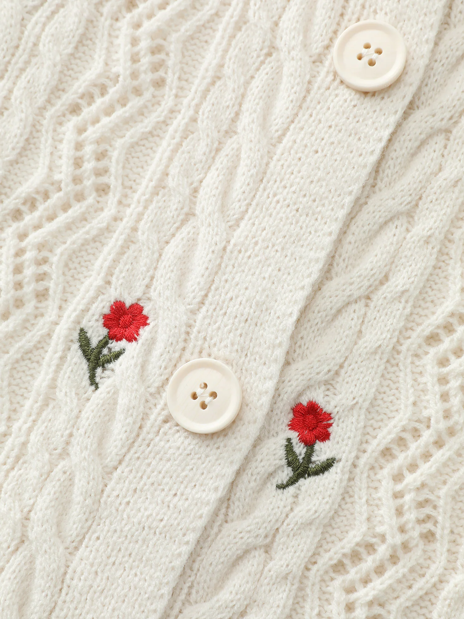 Wavy Textured Button Knit Cardigan - Image 5