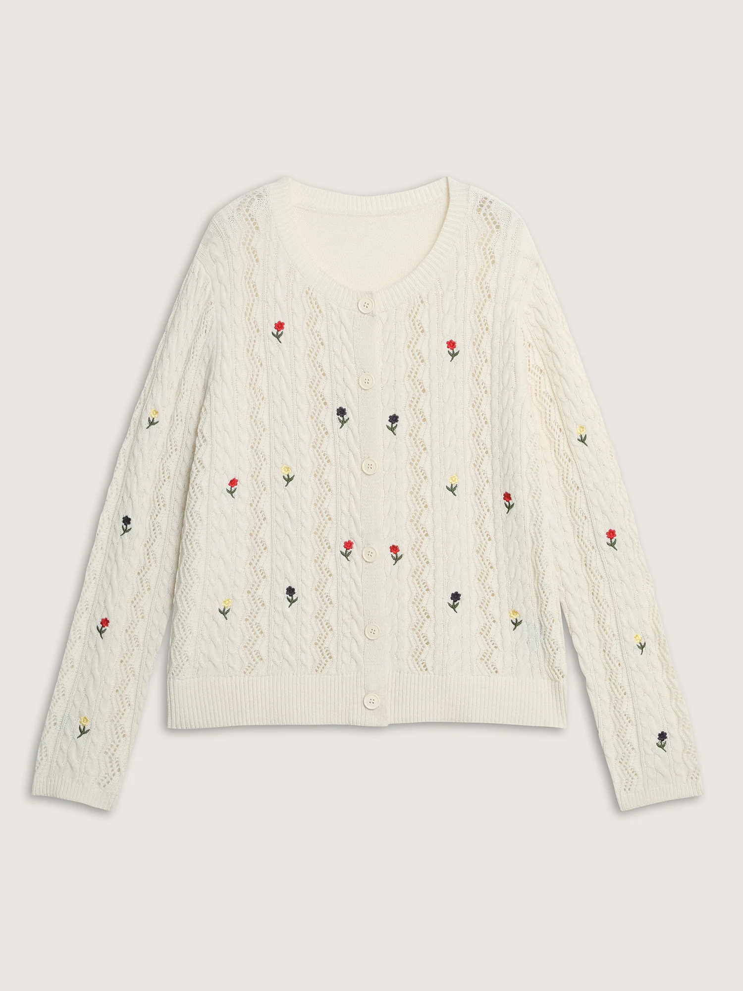 Wavy Textured Button Knit Cardigan - Image 8