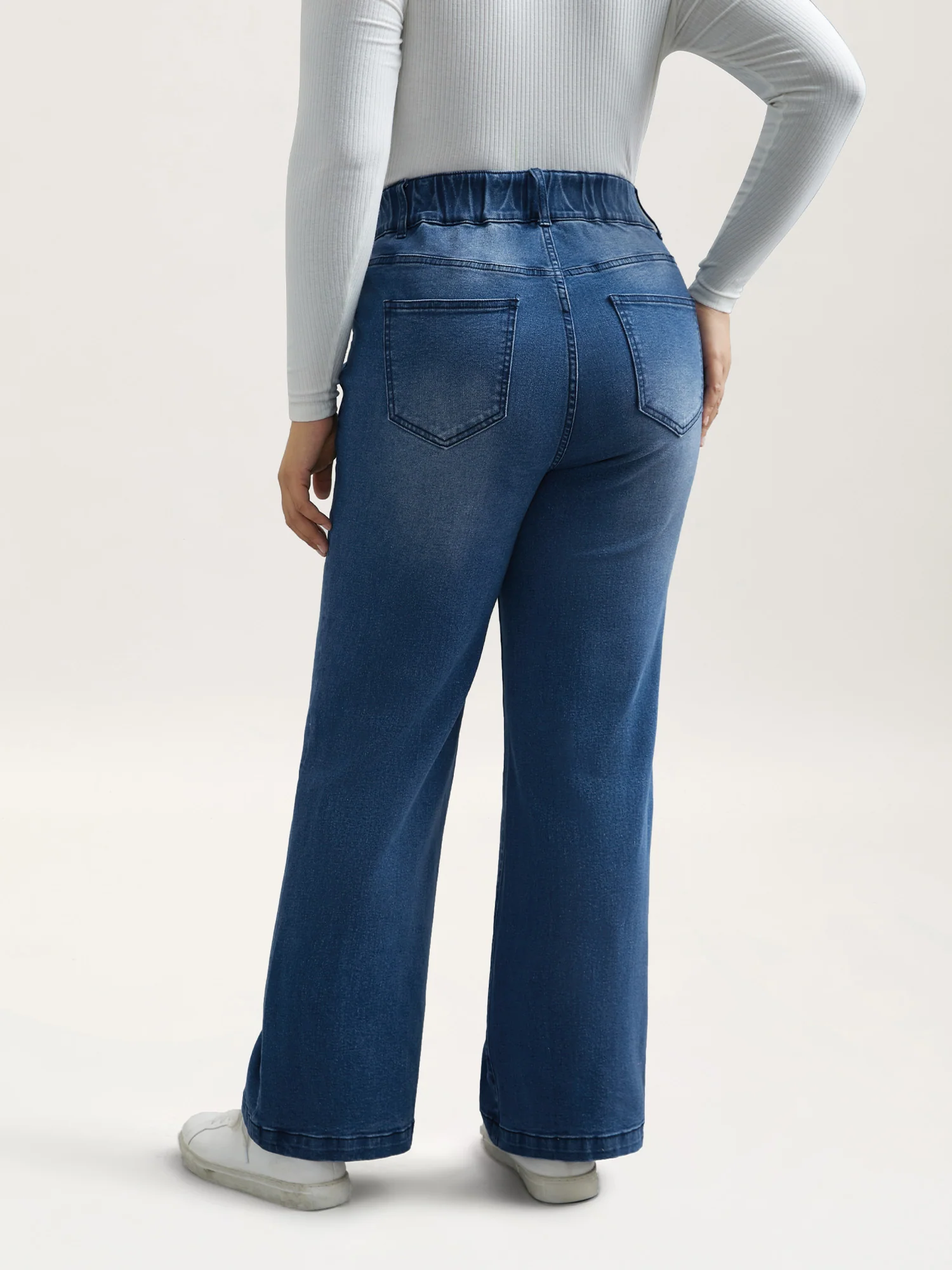 Whiskered Stretchy Waist Bootcut Jeans - Image 2
