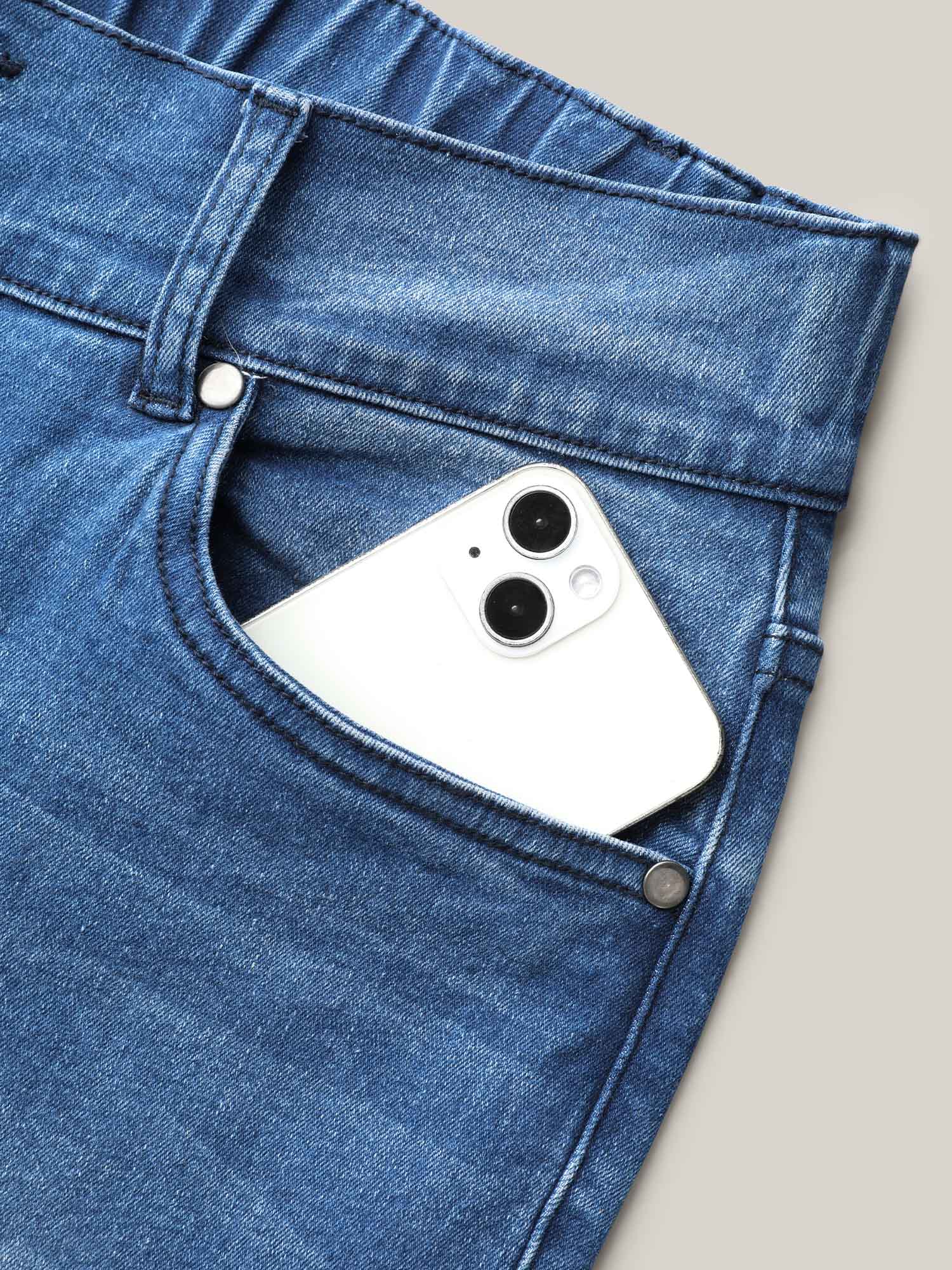 Whiskered Stretchy Waist Bootcut Jeans - Image 6