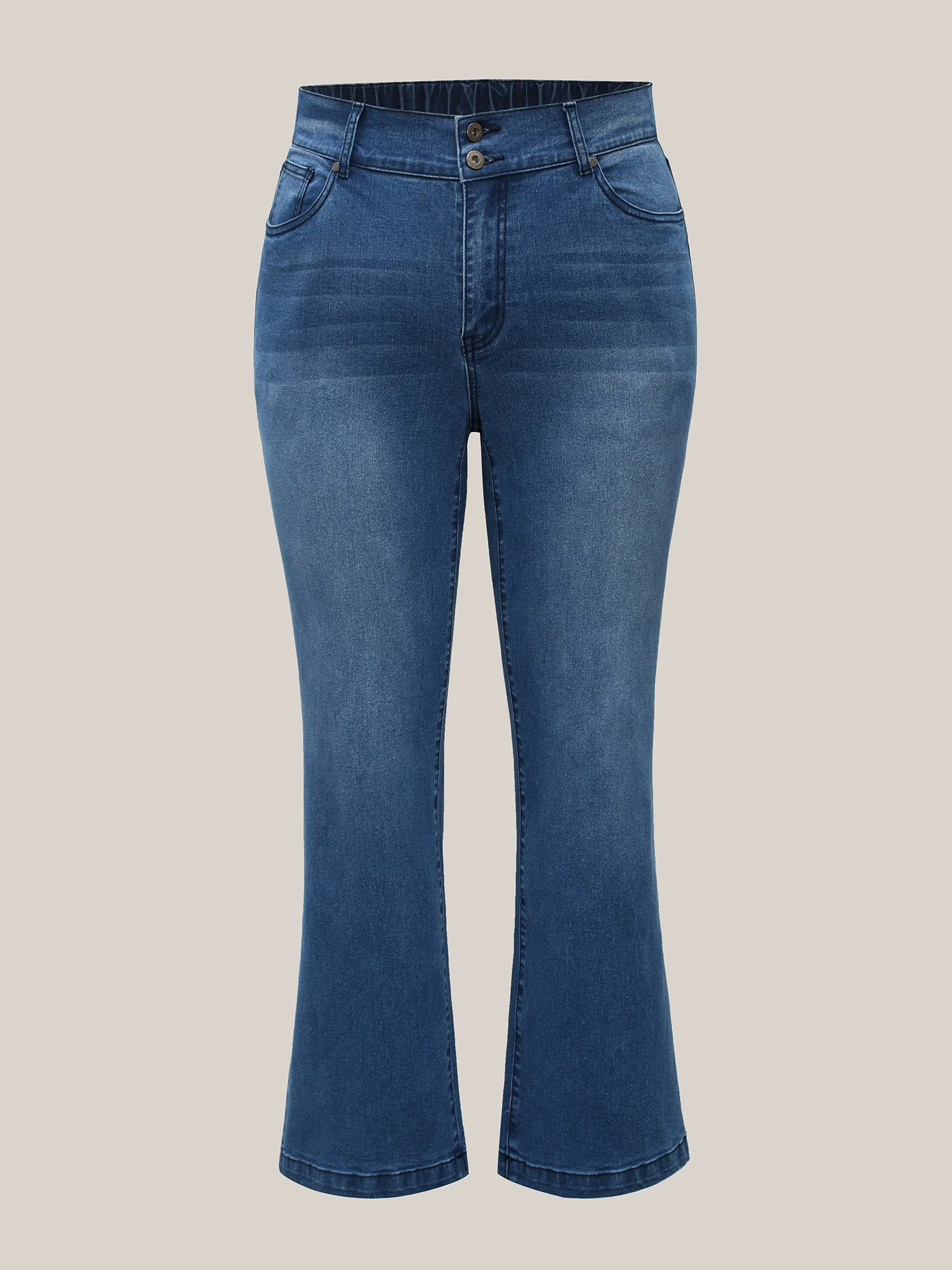 Whiskered Stretchy Waist Bootcut Jeans - Image 8