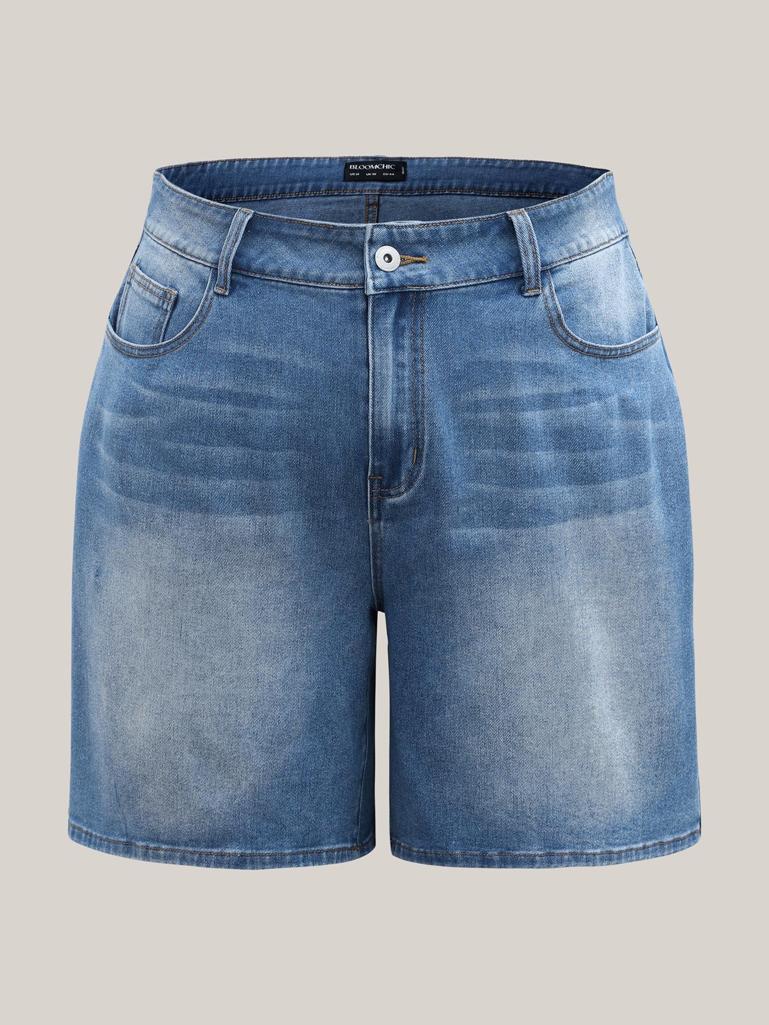 Classic High-Rise Wide Leg Denim Shorts - Image 6