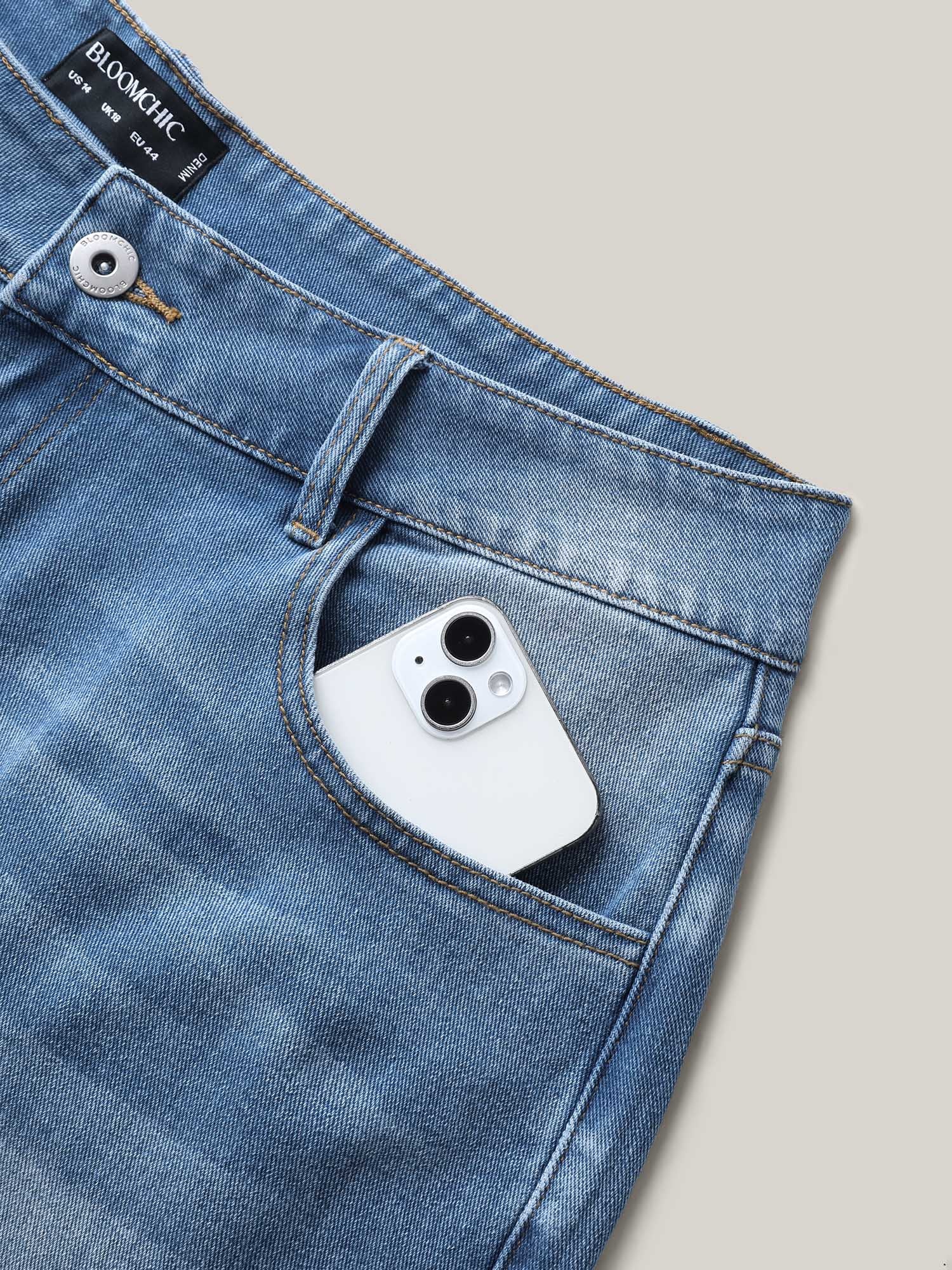Classic High-Rise Wide Leg Denim Shorts - Image 8