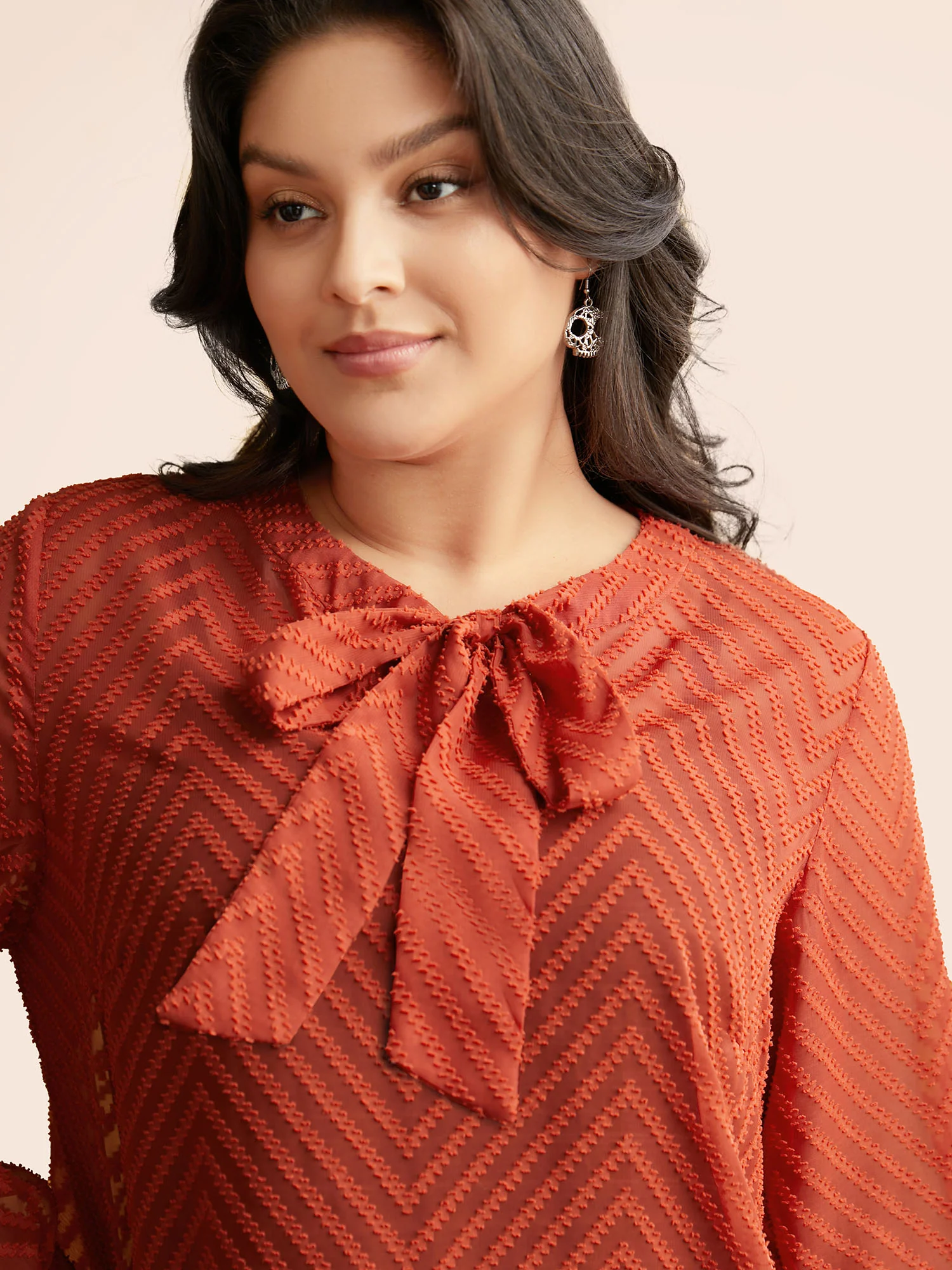 Wicked Neck Ribbon Lantern Sleeve Blouse - Image 3