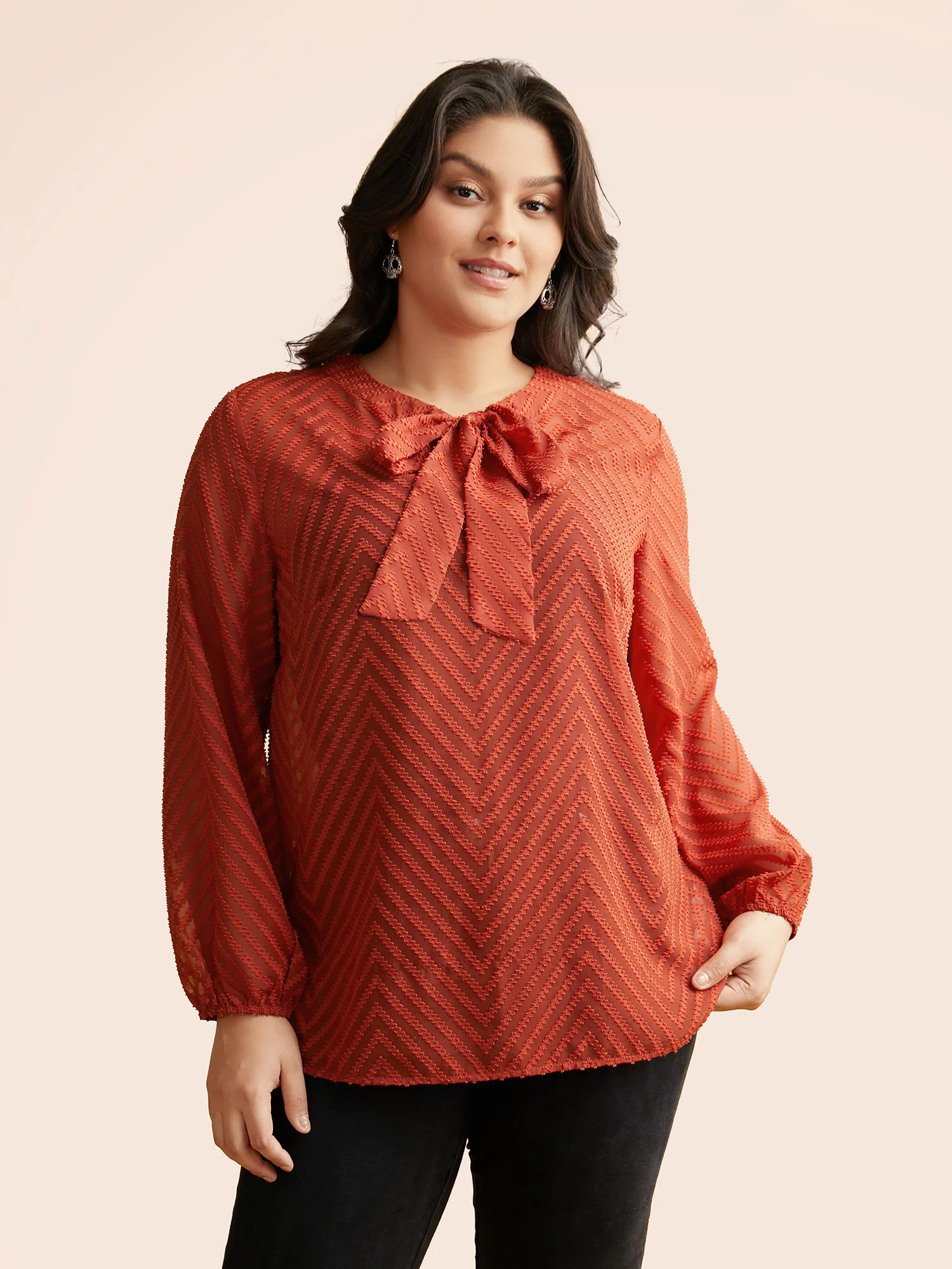Wicked Neck Ribbon Lantern Sleeve Blouse - Image 4