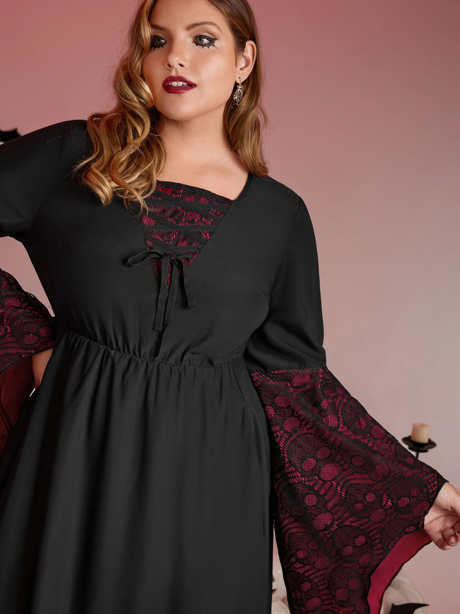 Wicked Witch Color Contrast Midi Dress - Image 2