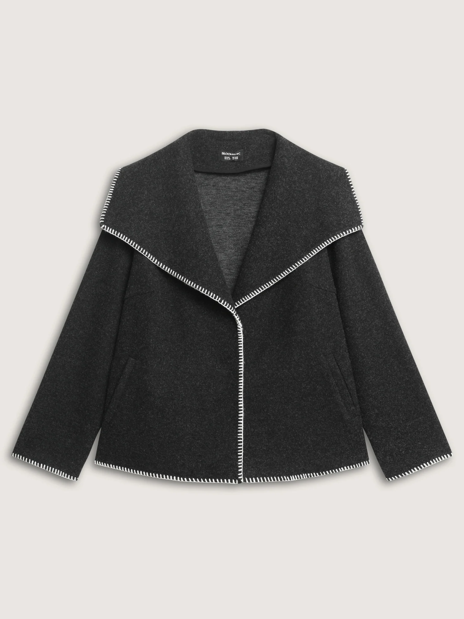 Wide Lapel Color Contrast Cropped Jacket - Image 5