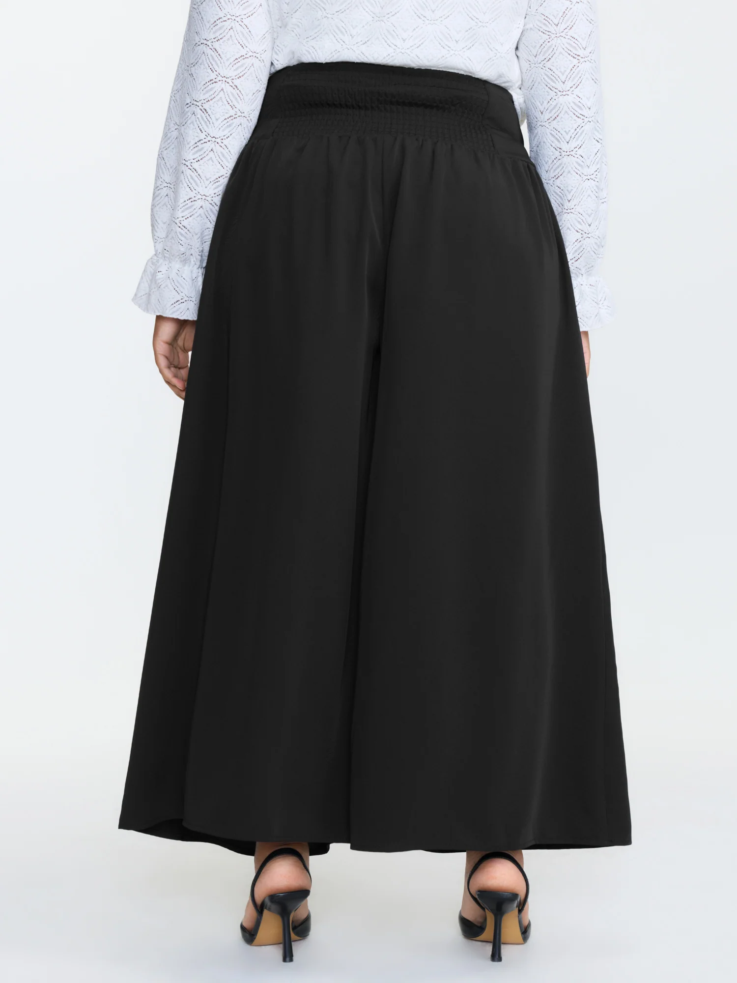 Wide Shirred Waistband Pockets Pants - Image 4