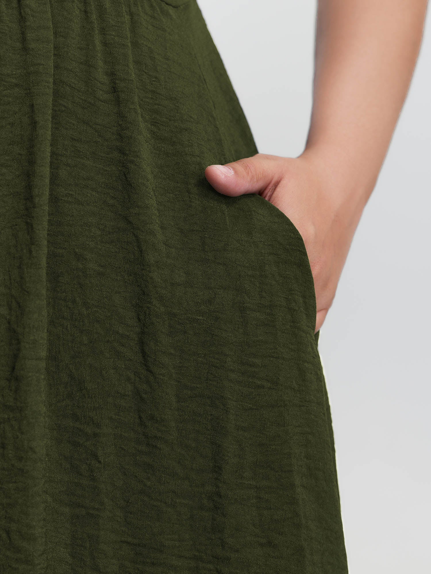Wide Straps Belted Buckle Detail Midi Dress - Image 13