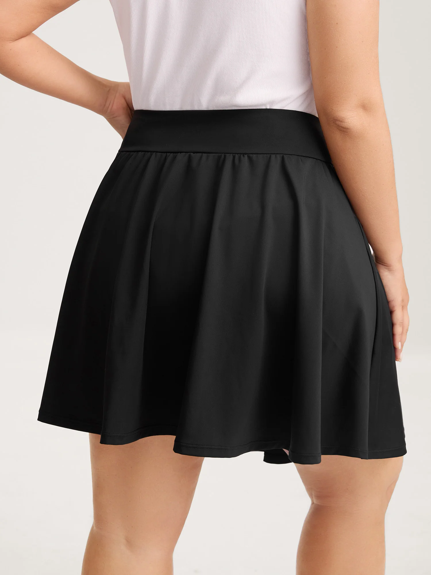 Wide Stretchy Waist Flared Midi Skirt - Image 5