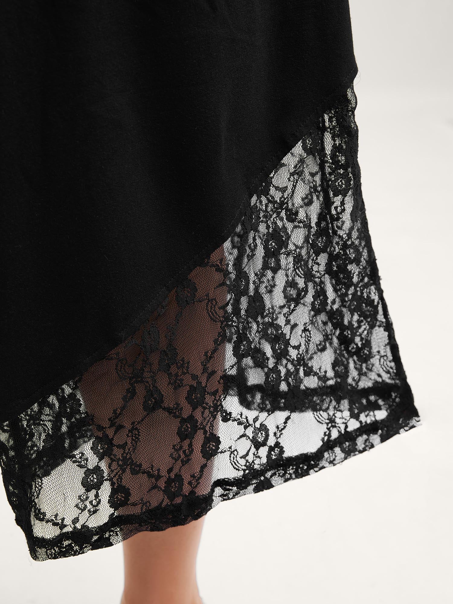 Wide Waist Sheer Lace Wide-Leg Pants - Image 4
