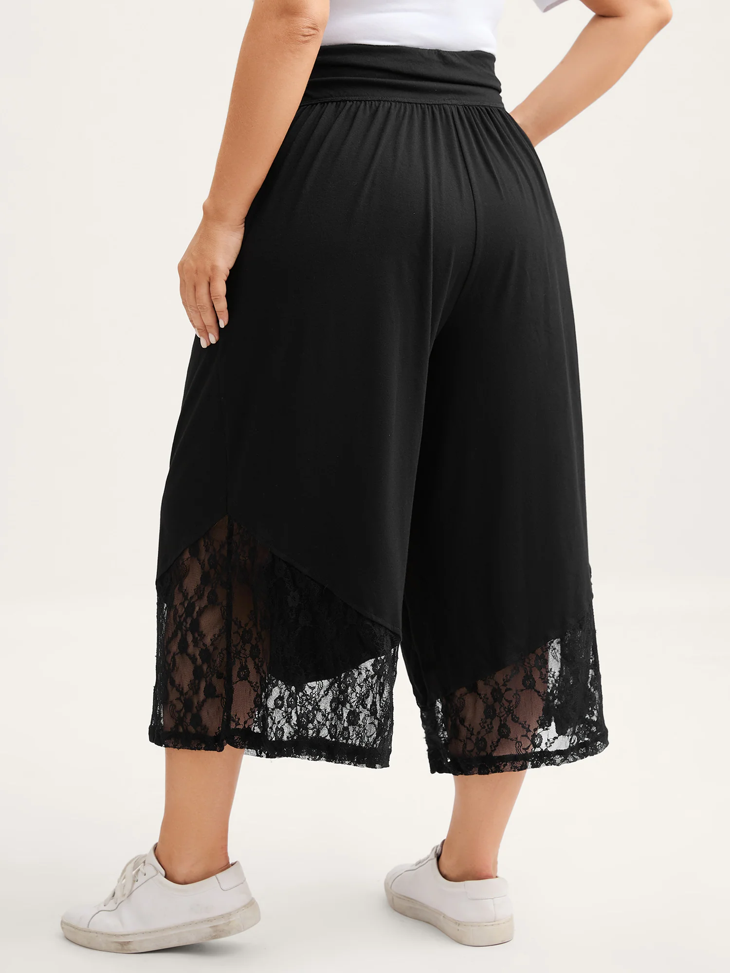 Wide Waist Sheer Lace Wide-Leg Pants - Image 5