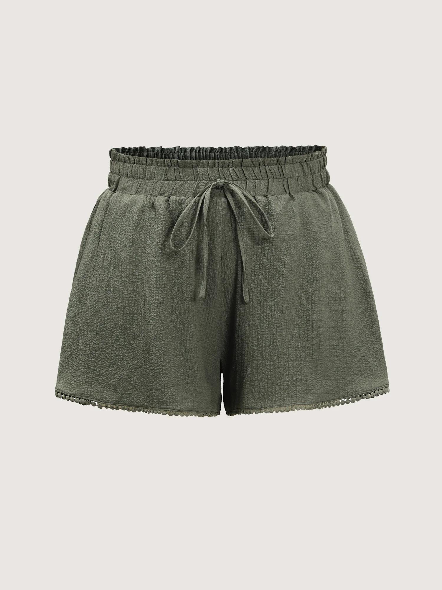 Wide Waistband Flared Lace Trim Shorts - Image 8