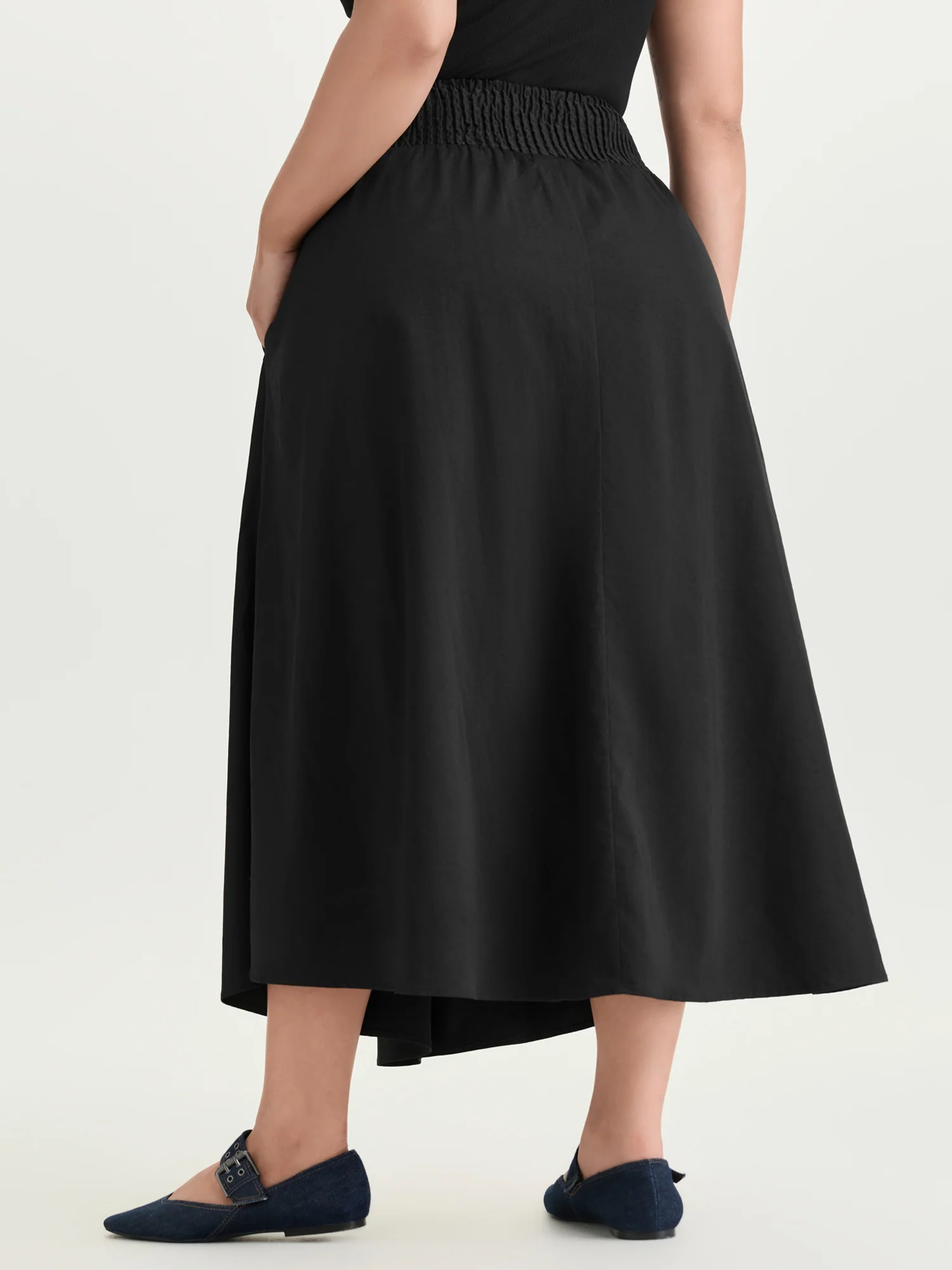 Wide Waistband Shirred Maxi Skirt - Image 6