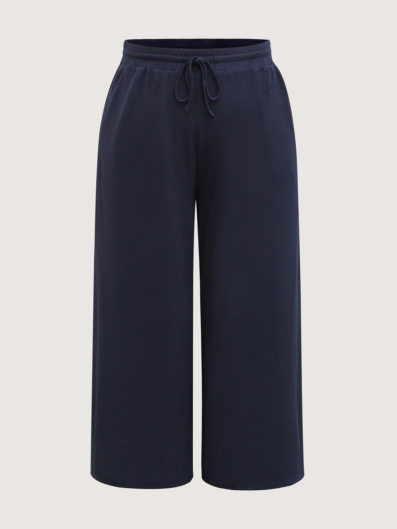 Wide Waistband Textured Wide-Leg Pants - Image 8