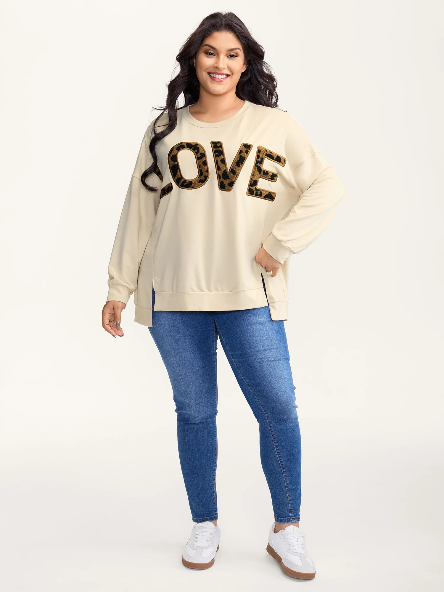 Wild Love Print Slit Hem Sweatshirt - Image 3