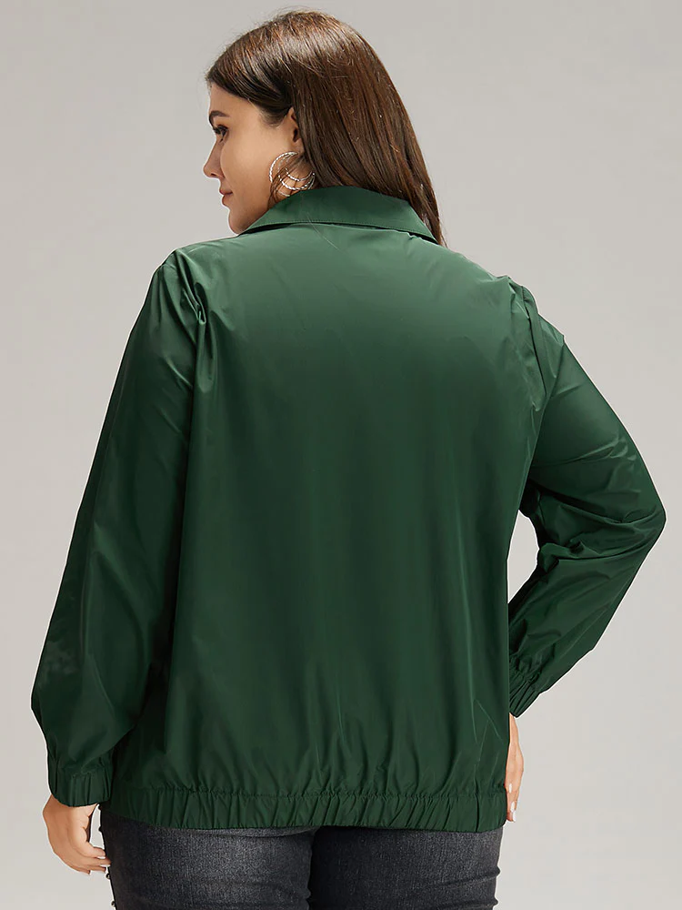 Wind-Resistant Plain Zipper Fly Pocket Jacket - Image 2