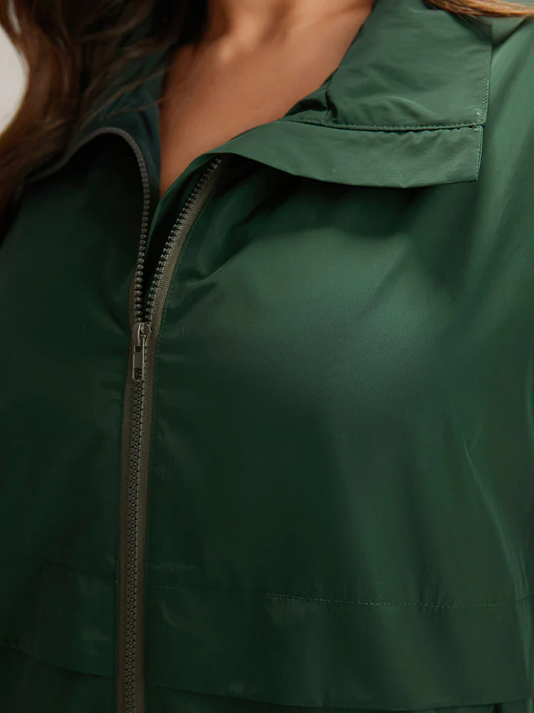 Wind-Resistant Plain Zipper Fly Pocket Jacket - Image 6
